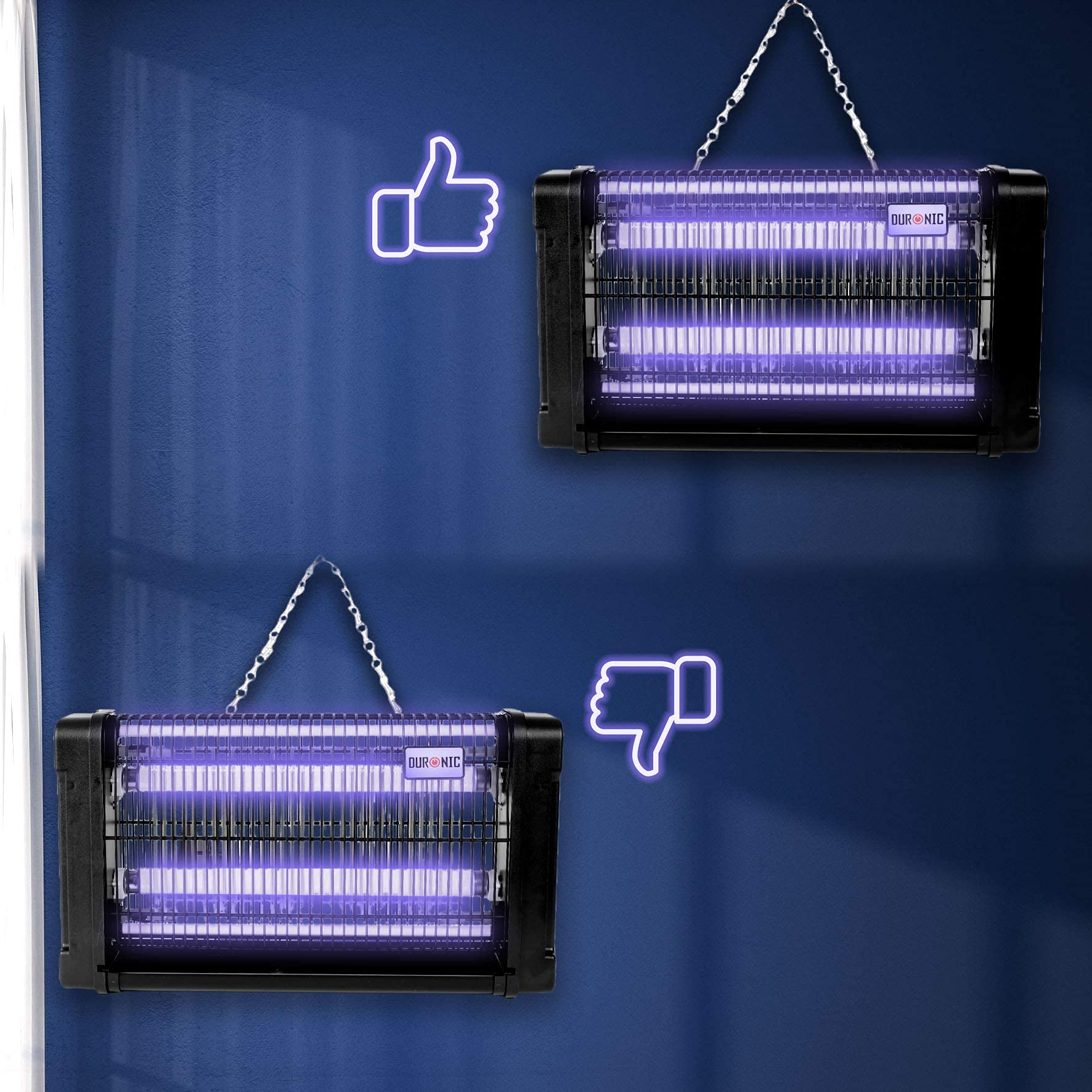 Duronic FK8420 Electric UV Fly Killer - 20W Mosquito & Flying Insect Zapper with 2x 10W Bulbs | Large Slimline Indoor Pest Control for Home, Kitchen, Bedroom | Wall or Ceiling Mountable | Safe & Effective Bug Trap for Patio, Garage, Restaurant