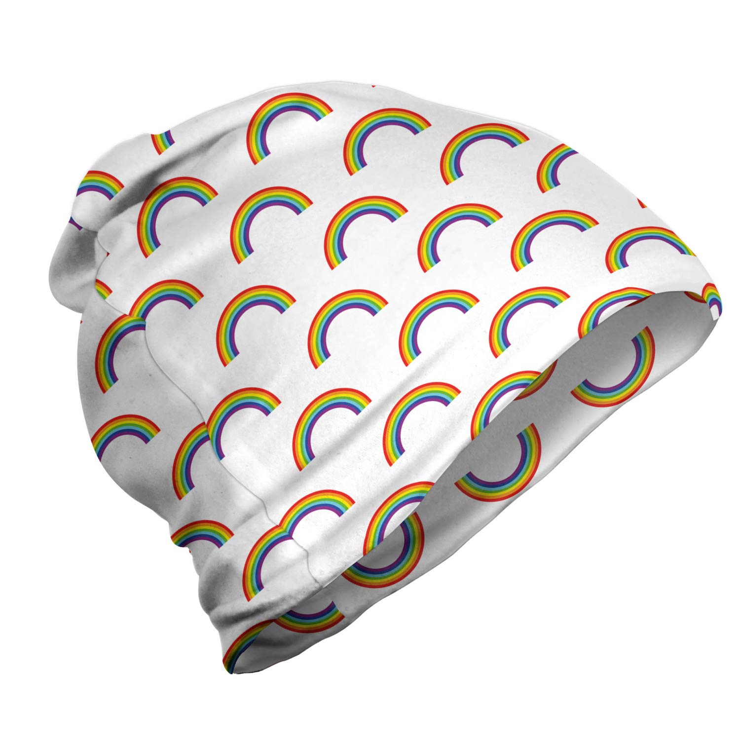Ambesonne Unisex Beanie - Rainbow Gay Pride Beanie Hat for Men & Women - Soft Knit Winter Hat for Hiking, Outdoor Activities & Cold Weather Fashion