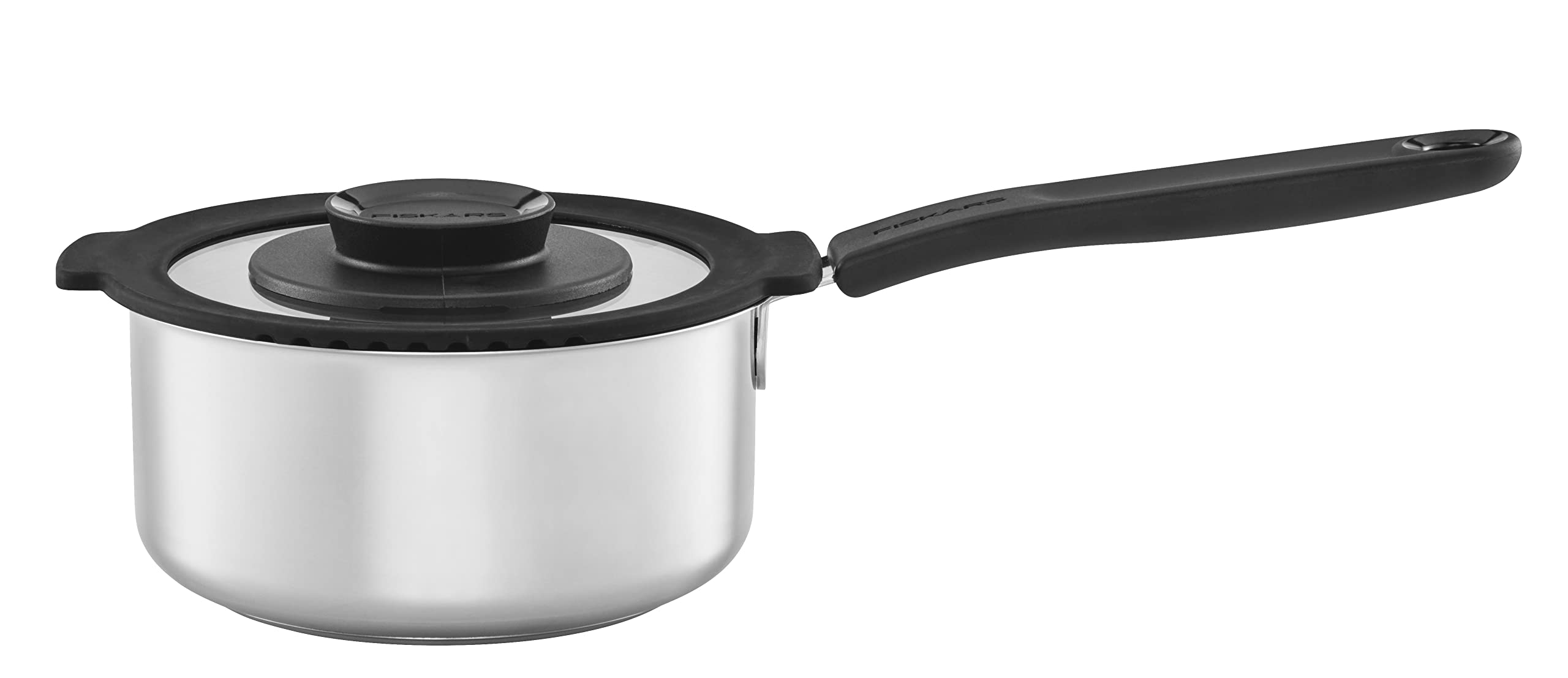 Fiskars 1.5L Stainless Steel Saucepan with Lid - Silver - Perfect for Cooking Soups, Sauces & Pasta | Durable Kitchen Cookware for Home Chefs