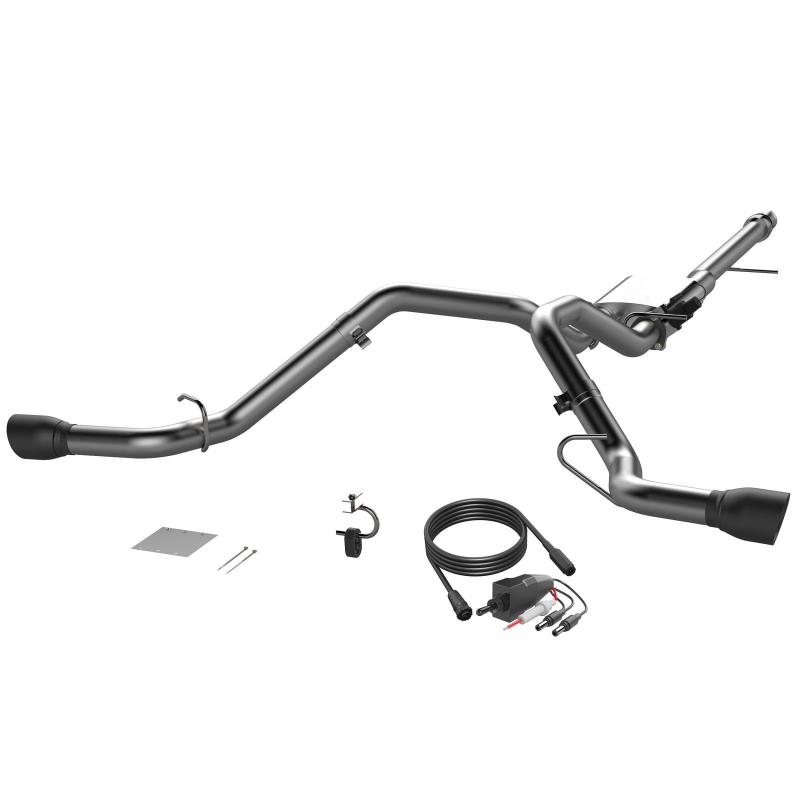 2014-2018 Chevy Silverado & GMC Sierra QTP Screamer Split Rear Exit Cat-Back Exhaust System with Black Tips - Performance Upgrade for Trucks & Off-Road Adventures