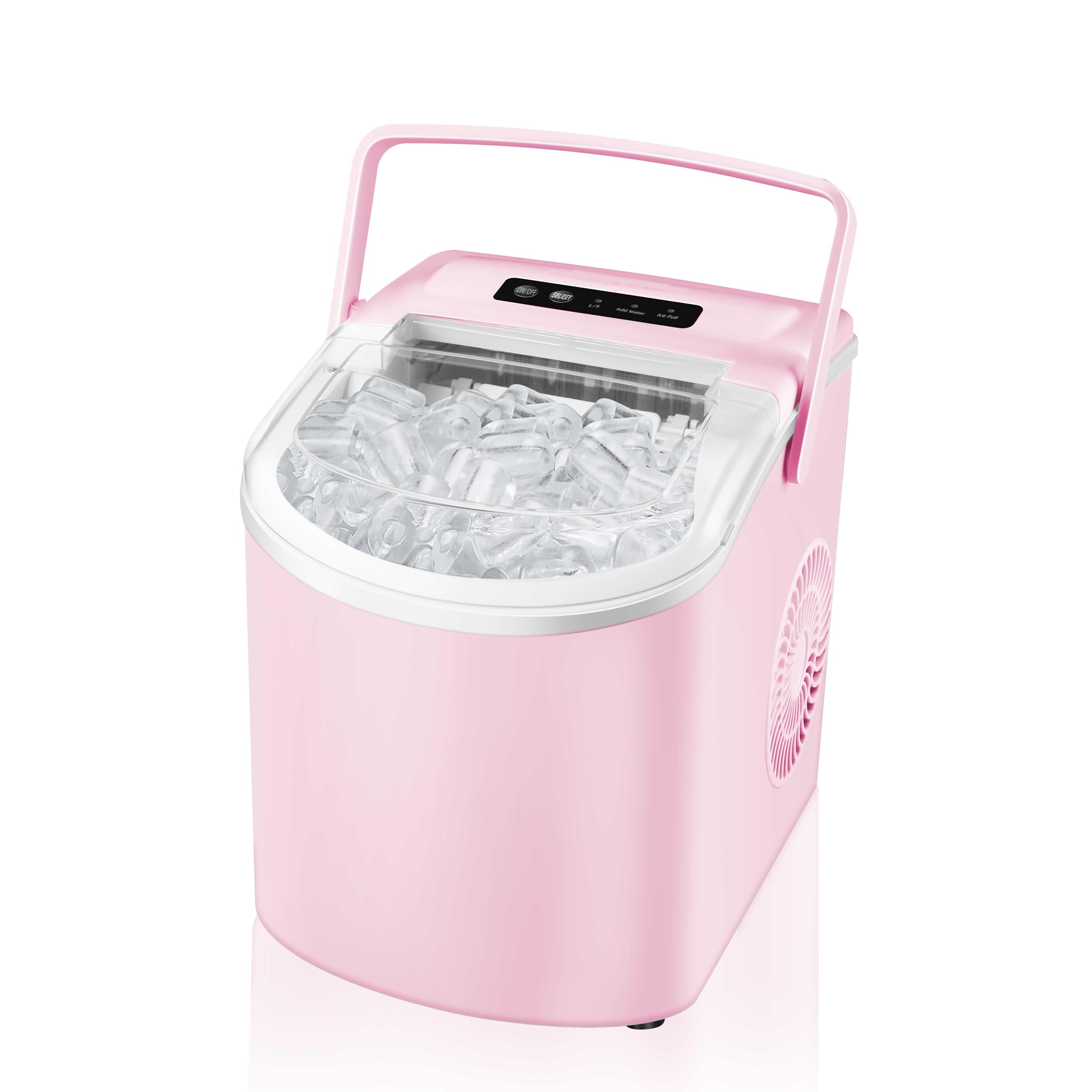 Portable Countertop Ice Maker Machine - Self-Cleaning, 26lbs/24Hrs, 2 Ice Sizes, Makes 9 Cubes in 6 Mins - Includes Scoop & Basket - Perfect for Home, Kitchen, Office, Bar, RV, Parties (Pink)