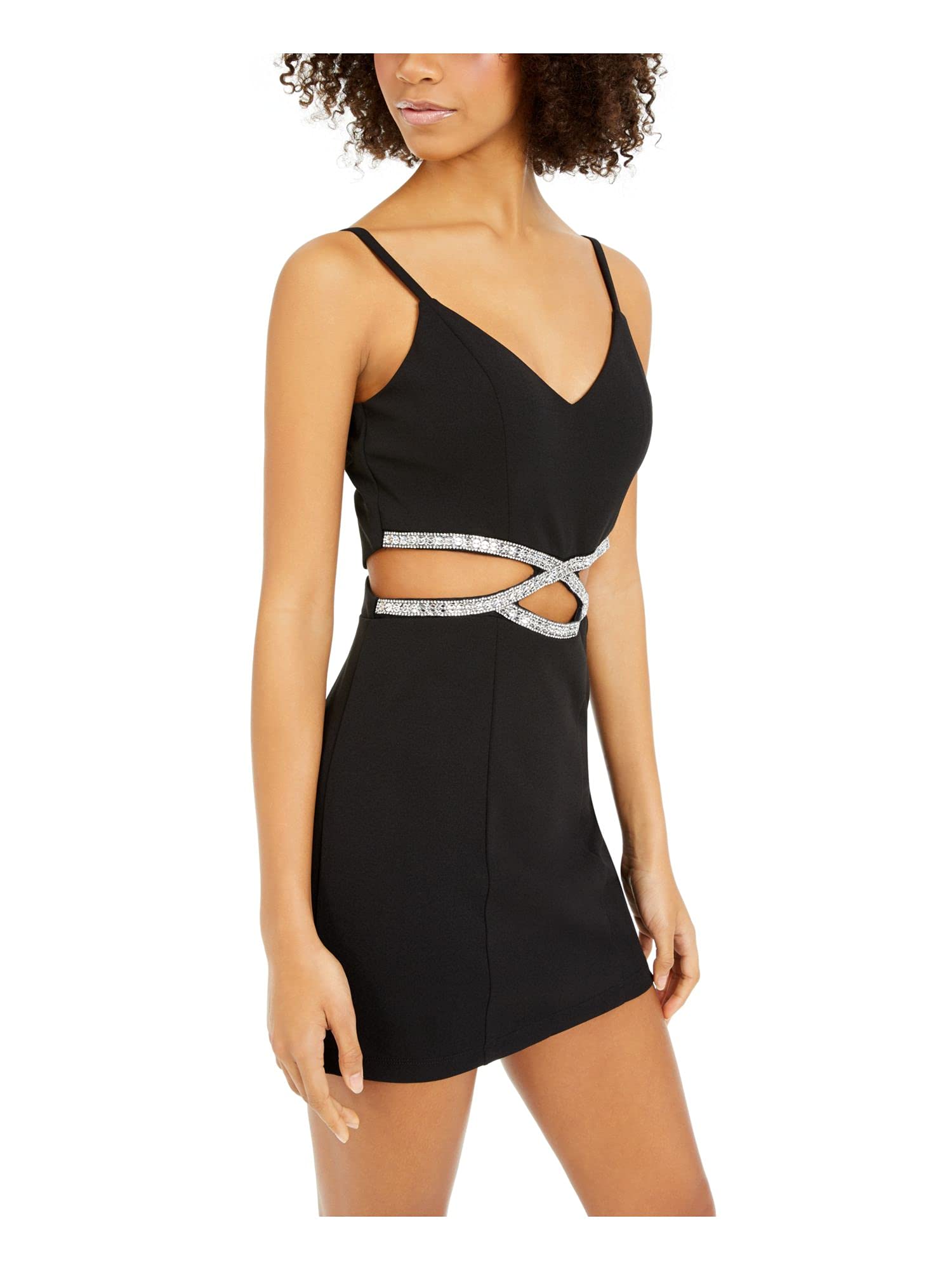 Elegant Women's Peek-a-Boo Jeweled Waist Party Dress - Sexy Evening Gown for Prom, Cocktail & Special Occasions
