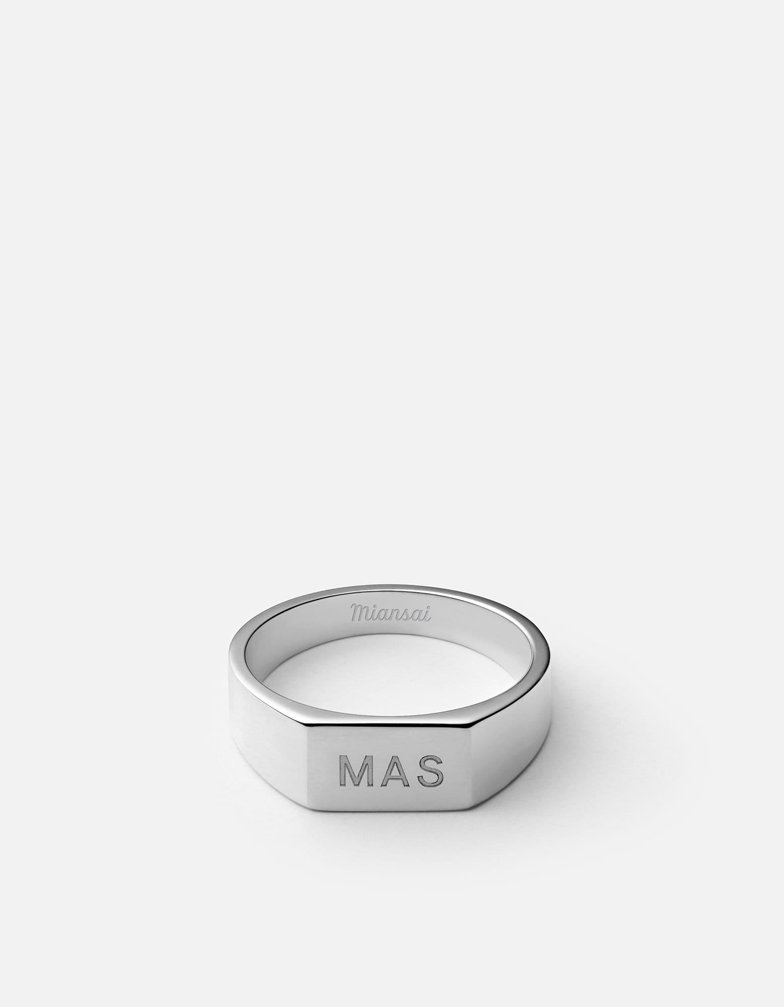 Personalized Geo Signet Ring - Sterling Silver Custom Initials (Up to 3 Letters) - Perfect for Engagements, Weddings & Gift Giving