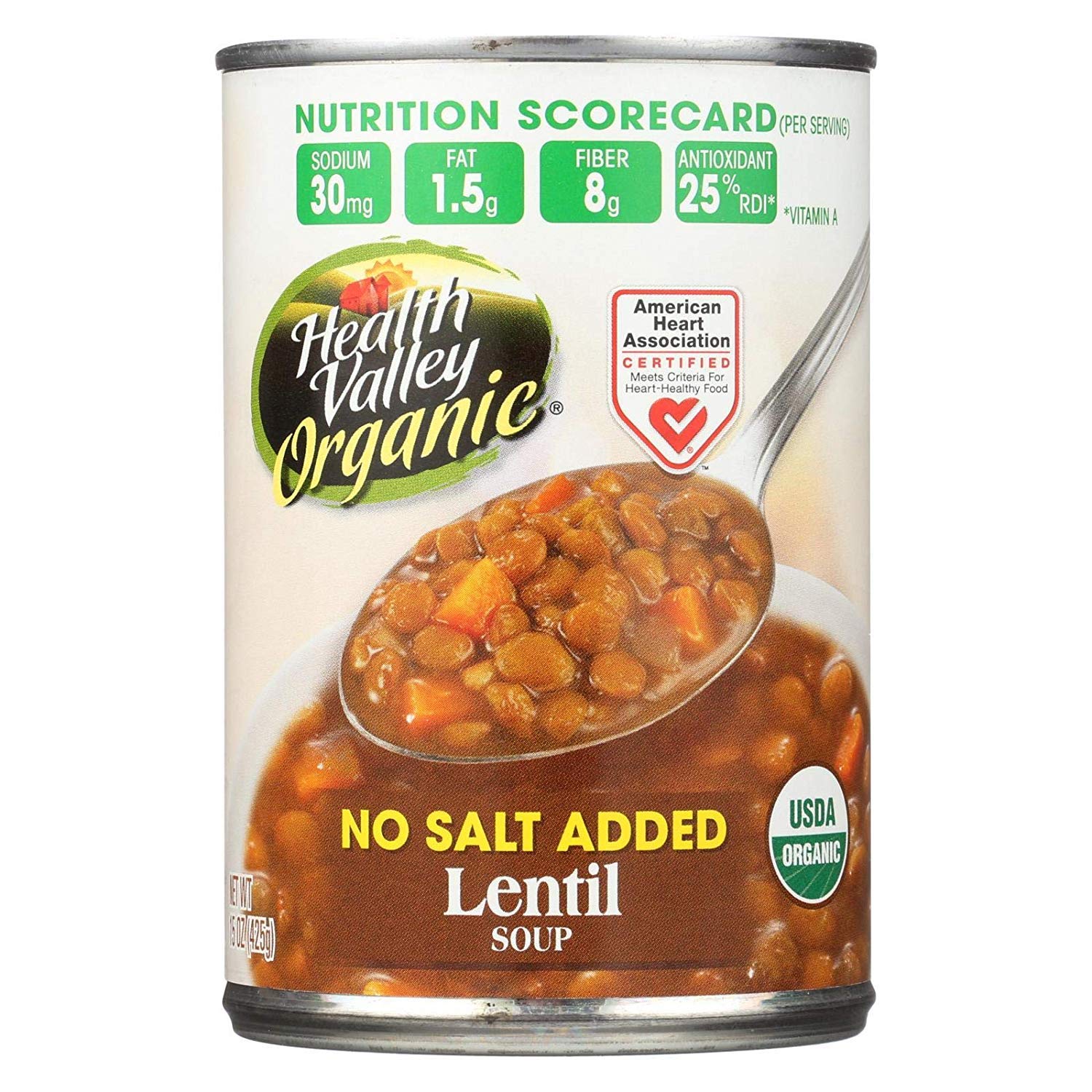 Health Valley Organic Lentil Soup - 15 Ounce (Pack of 12) | Gluten-Free, Non-GMO, Vegan | Perfect for Quick Lunches, Camping Meals & Emergency Food Supply