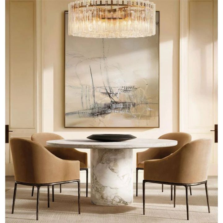 Corinna 48-Inch Round Crystal Chandelier - Modern Dining Room Lighting Fixture for Farmhouse, Bedroom & Living Room Decor