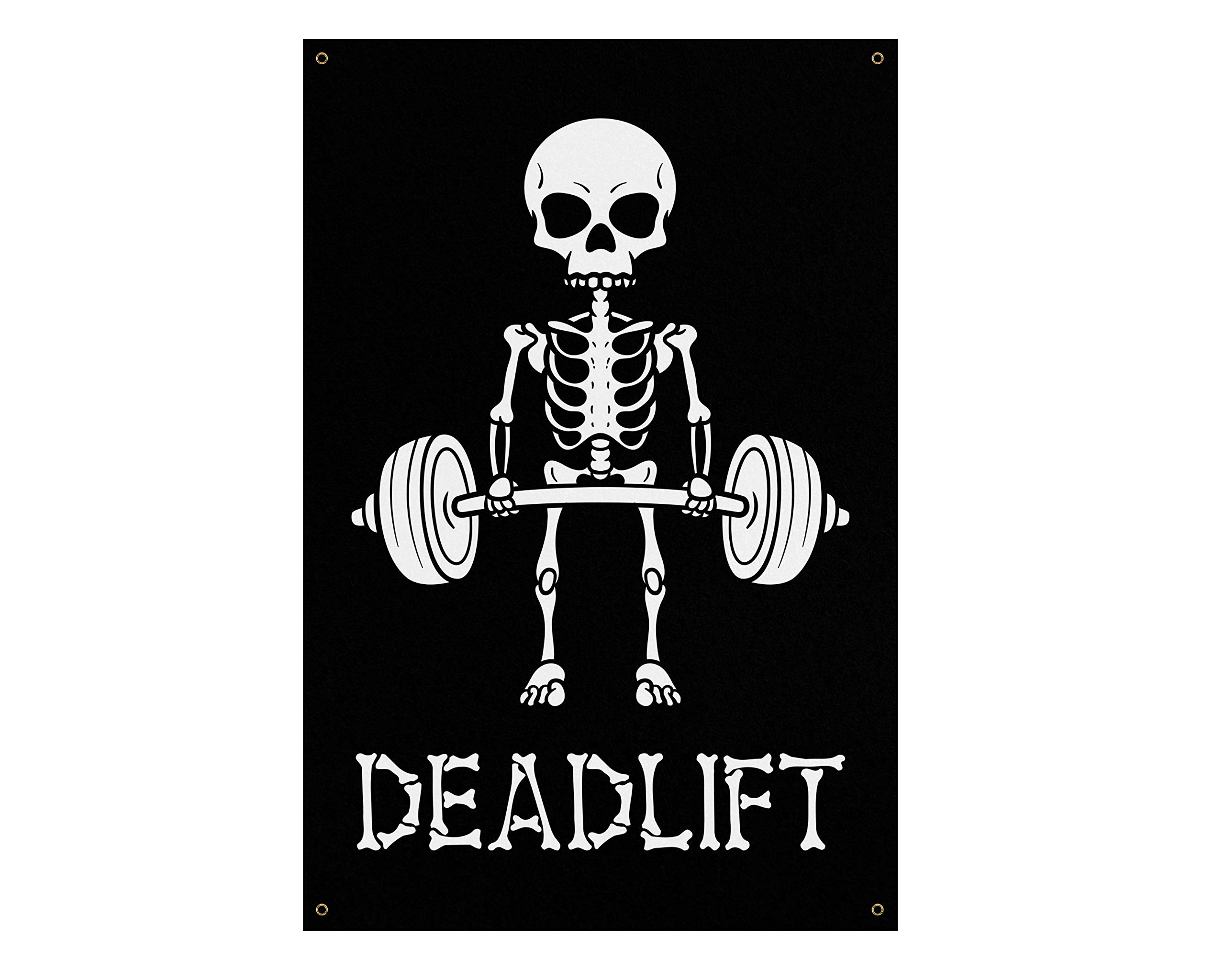 Funny Deadlift Banner - Large Skull Wall Art for Home Gym Decor - Weightlifting & Sports Inspiration Poster (60 x 36 Inches) - Perfect for Fitness Rooms, CrossFit Studios & Bodybuilding Motivation