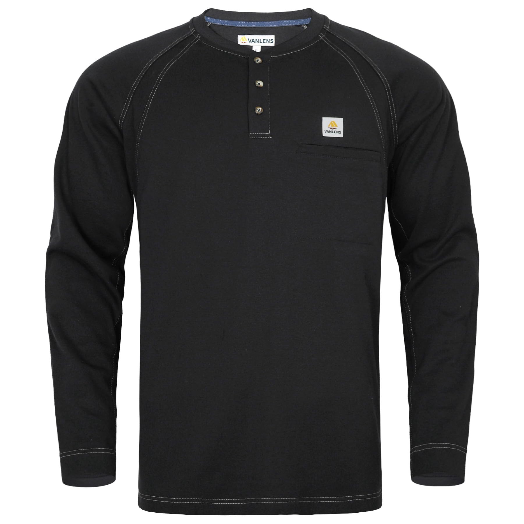 Flame Resistant Men's Shirts - Lightweight 6.5oz Long Sleeve Henley Work Shirts | CAT2 NFPA2112 Certified FR Clothing for Industrial & Outdoor Safety Work