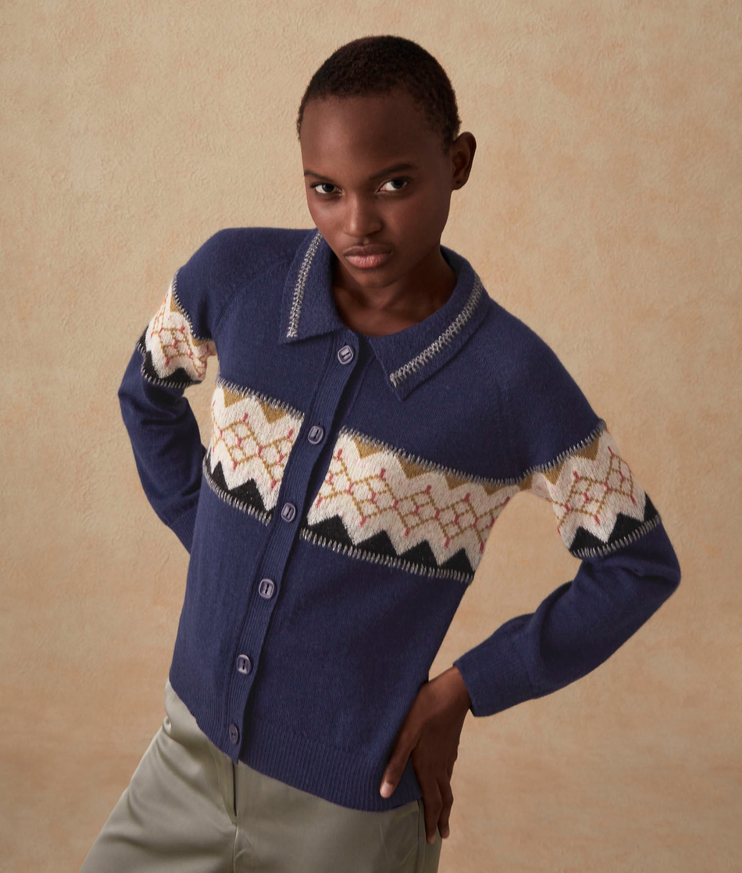 Soft Embroidered Intarsia Baby Alpaca Cardigan for Women - Cozy Winter Sweater for Casual Wear & Office Outfits