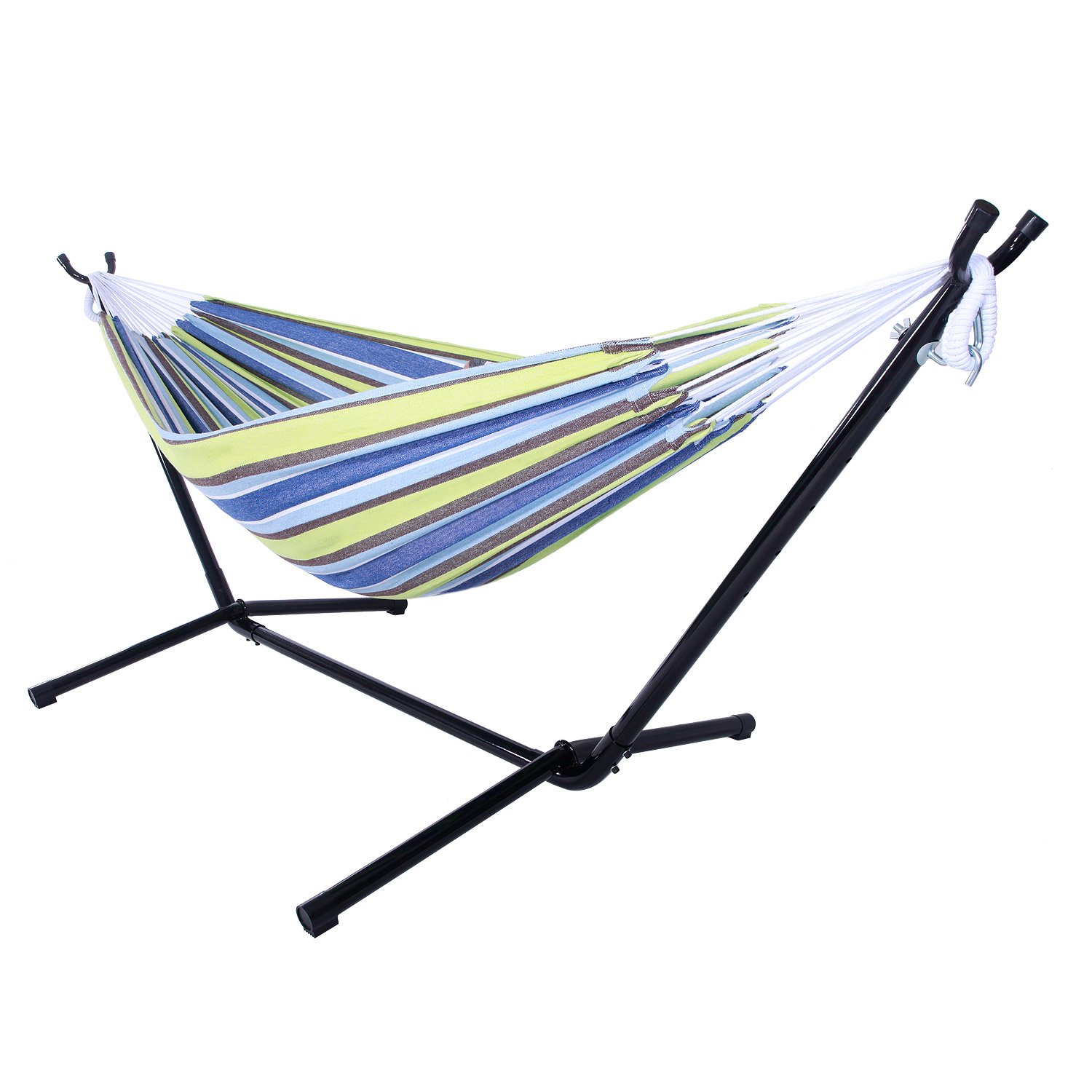 Outdoor Swing Chair Double Hammock with Steel Stand - Portable Camping Bed for Backyard, Garden, Patio & Beach Relaxation