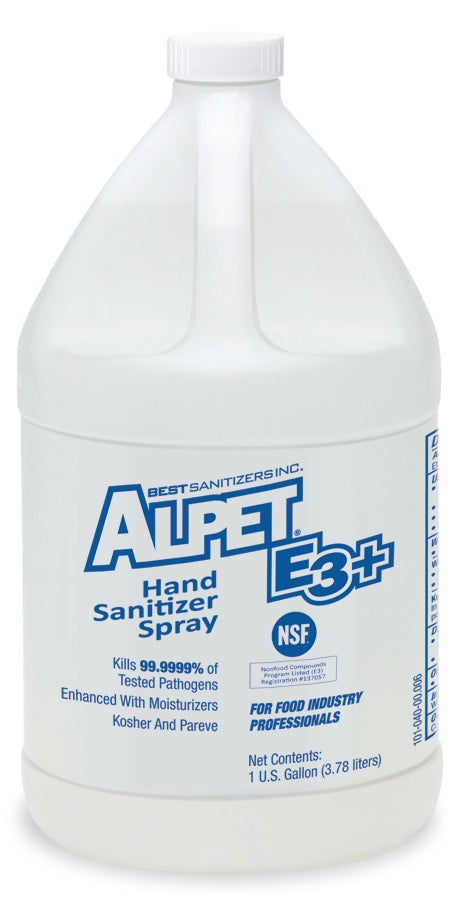 Alpet E3 Plus Hand Sanitizer Spray - 1 Gallon (4 Pack) | 75% Alcohol Content | Kills 99.9% Germs | For Home, Office, Schools & Public Spaces