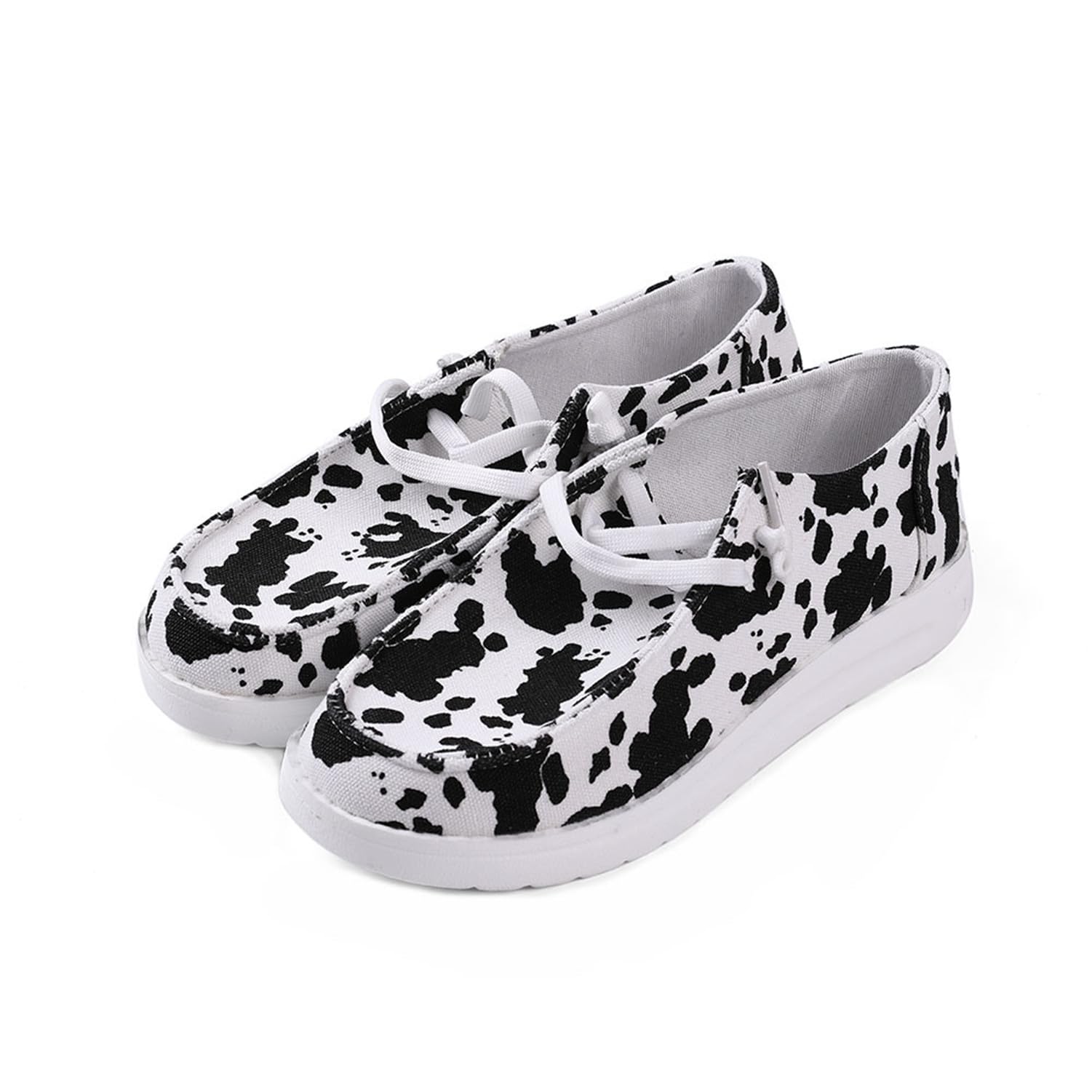 **RACHAPE Women's Cow Print Canvas Slip-On Sneakers - Comfortable Loafers for Casual Wear, Office & Daily Outfits**
