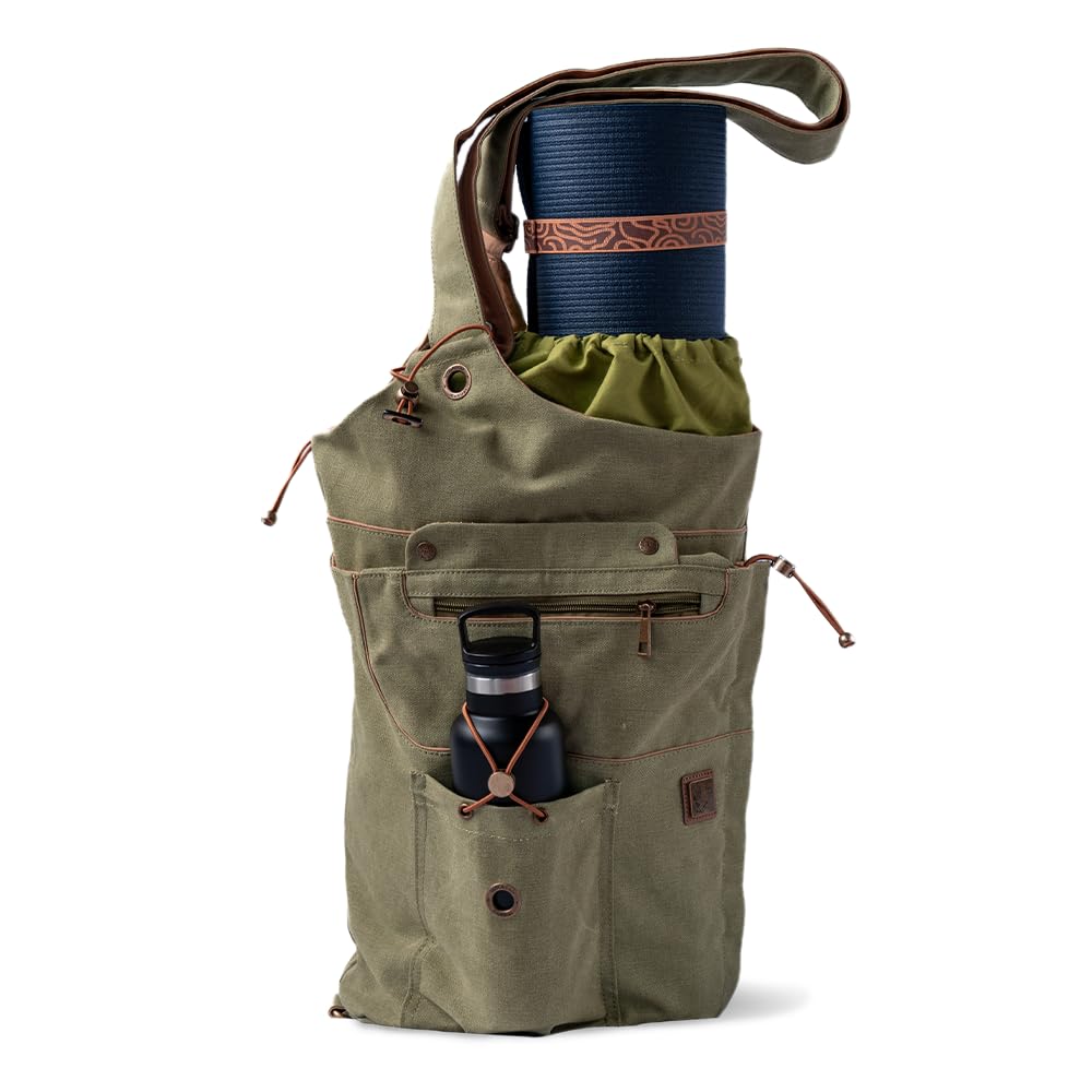 Premium Large Yoga Mat Bag - Durable Canvas Yoga Carrier with Pockets for Accessories, Adjustable Backpack Straps, Ideal for Yoga Class, Gym & Travel - Perfect Gift for Yogis