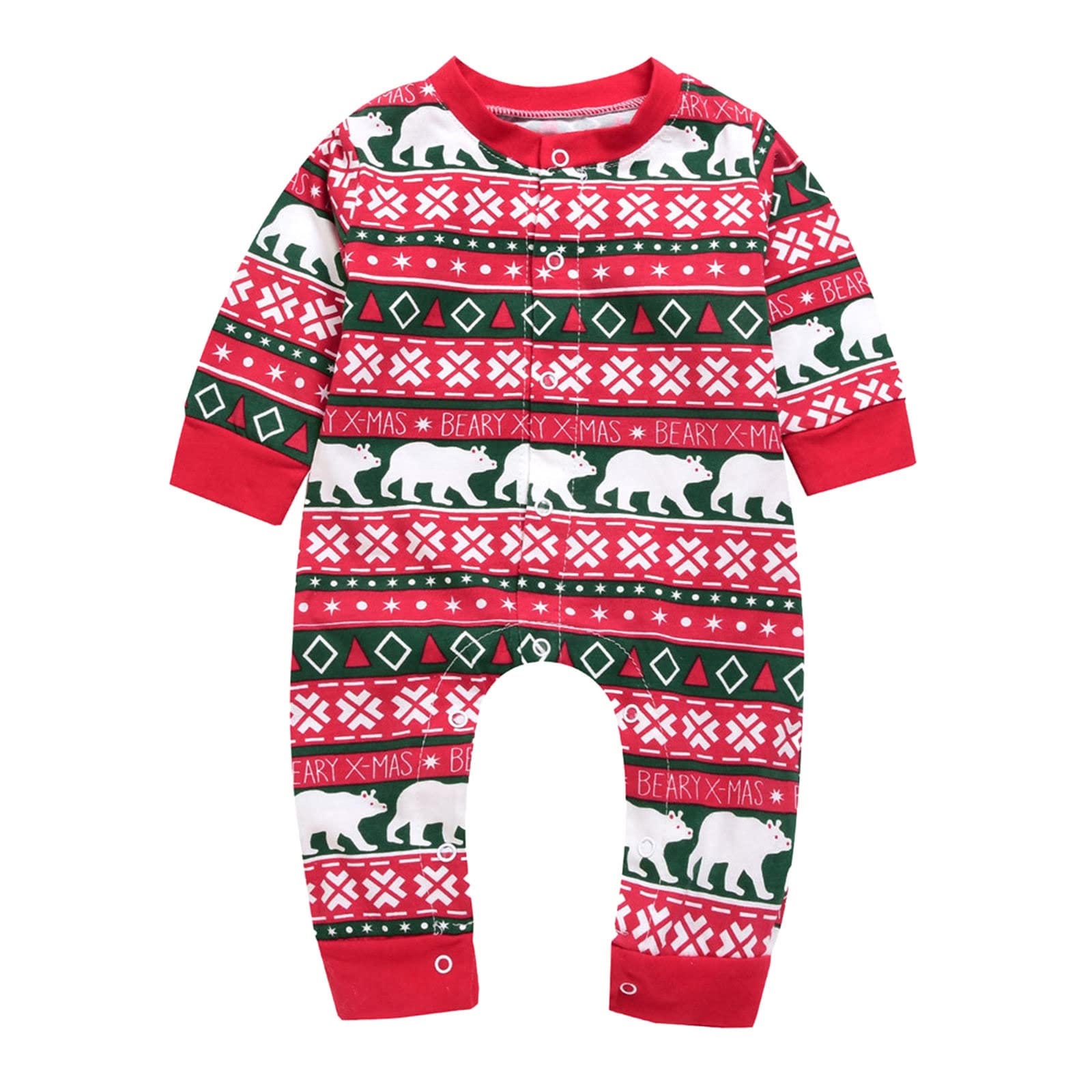 Baby Boys & Girls Christmas Bear Romper Jumpsuit Outfit Set - Cozy Holiday Homewear for Toddlers - Perfect for Xmas Photos, Family Gatherings & Winter Home Comfort