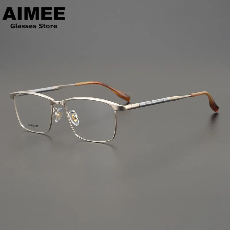 Aimee Unisex Full Rim Square Titanium Eyeglasses 6119 - Lightweight Durable Frame for Men & Women - Perfect for Reading, Work & Everyday Use