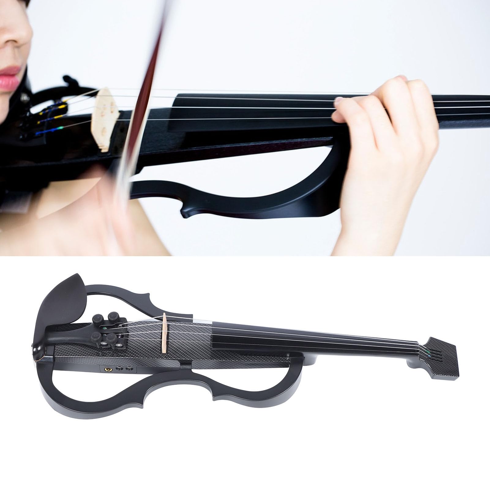 Professional Silent Electric Violin - Premium 4/4 Full Size Carbon Fiber & ABS Electric Fiddle with Pickup for Adults & Teens (Textured Black) | Perfect for Practice, Performances & Noise-Free Playing at Home
