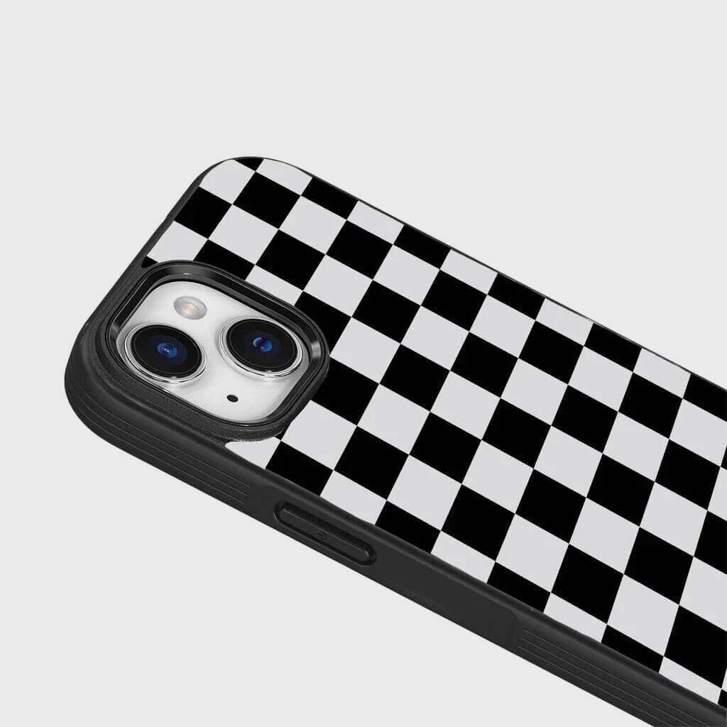 Premium iPhone 15 Case with MagSafe - Black Checkerboard Design | Slim Protective Cover for iPhone 15 | Perfect for Everyday Use, Travel & Work