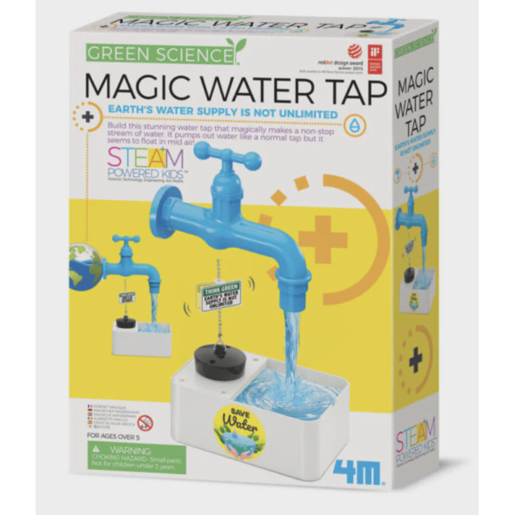 4M Magic Water Tap - Self Flowing Floating Faucet with LED Light for Science Experiments, Home Decor & Party Tricks - Perfect for Kids Educational Toys & DIY Science Projects