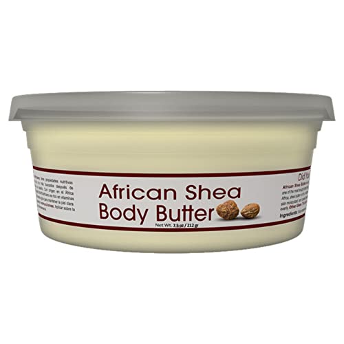 Pure Organic Shea Butter in 7.5oz White Jar (8oz Size) for Skin & Hair Care - Moisturizer for Dry Skin, Stretch Marks, Eczema & Natural Hair Treatment