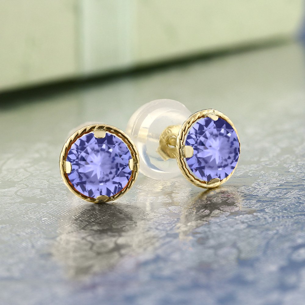 14K Yellow Gold Round Birthstone Stud Earrings for Women & Men | 4MM Gemstone Earrings | Perfect Gift for Anniversary, Birthday & Mother's Day | Hypoallergenic Gold Jewelry