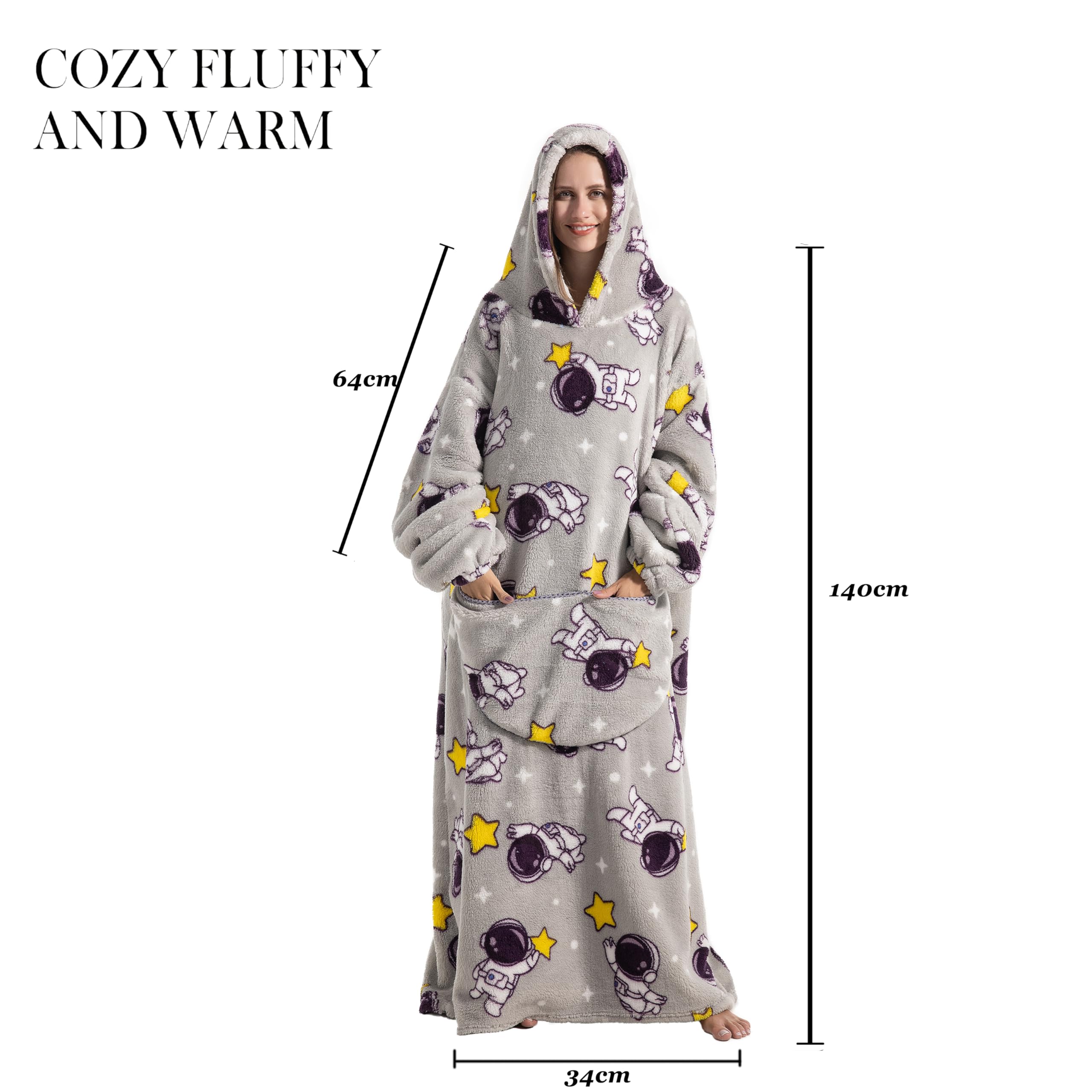 Cozy Wearable Blanket Hoodie for Women & Men - Soft Fleece Hooded Sweatshirt with Pockets, Perfect Birthday Gift for Her & Him - Great for Lounging, Camping, and Movie Nights at Home