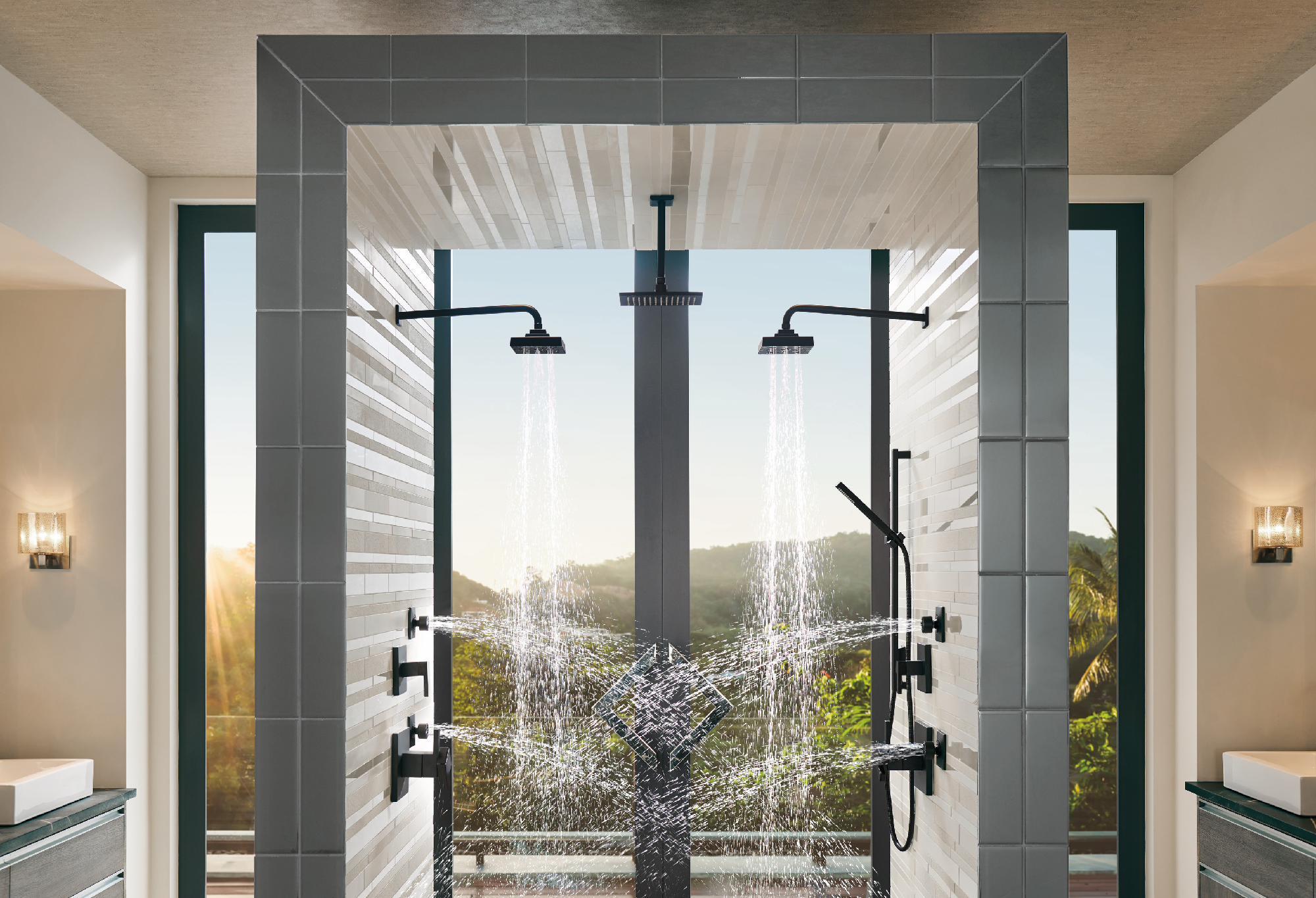 Brizo RP70765BL 10-Inch Ceiling Mount Shower Arm & Flange Set in Matte Black - Perfect for Modern Bathroom Renovations and Spa-Like Shower Experiences