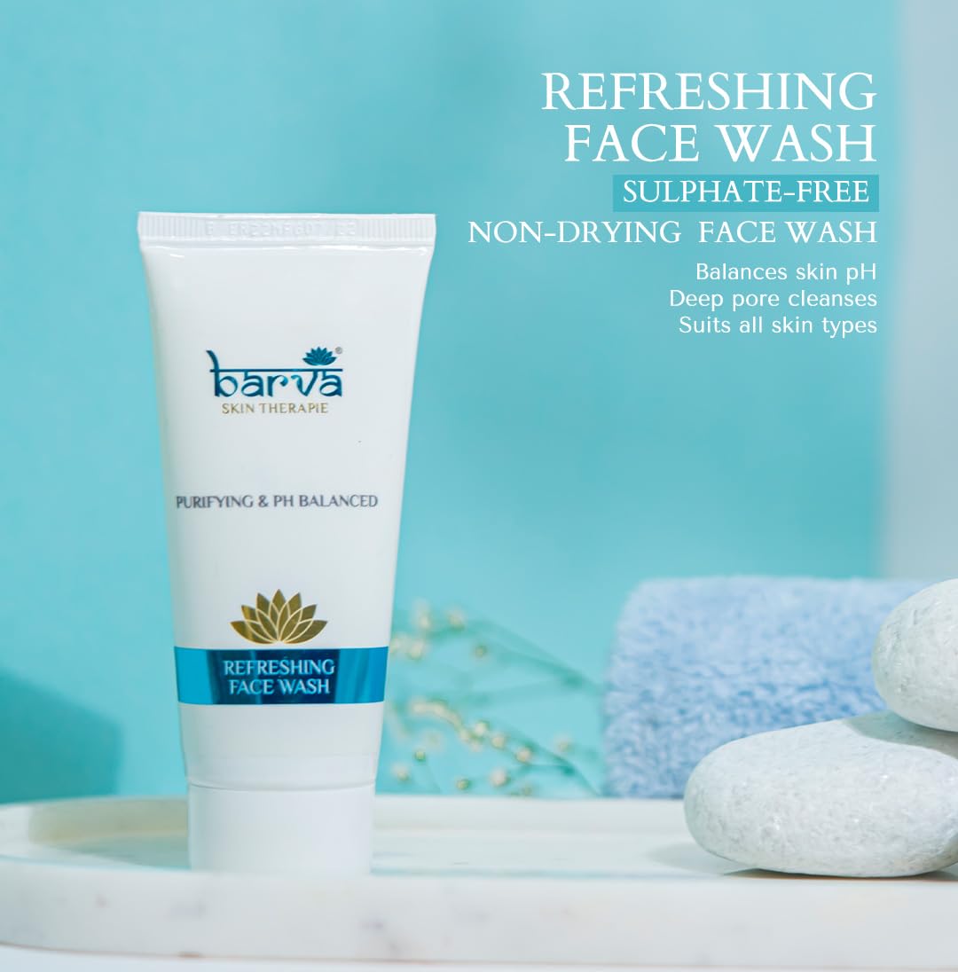 Barva Refreshing Face Wash with Neem, Aloe Vera & Peppermint - 50ml | Deep Cleansing, Oil Control & Acne Treatment | Perfect for Daily Skincare & Travel