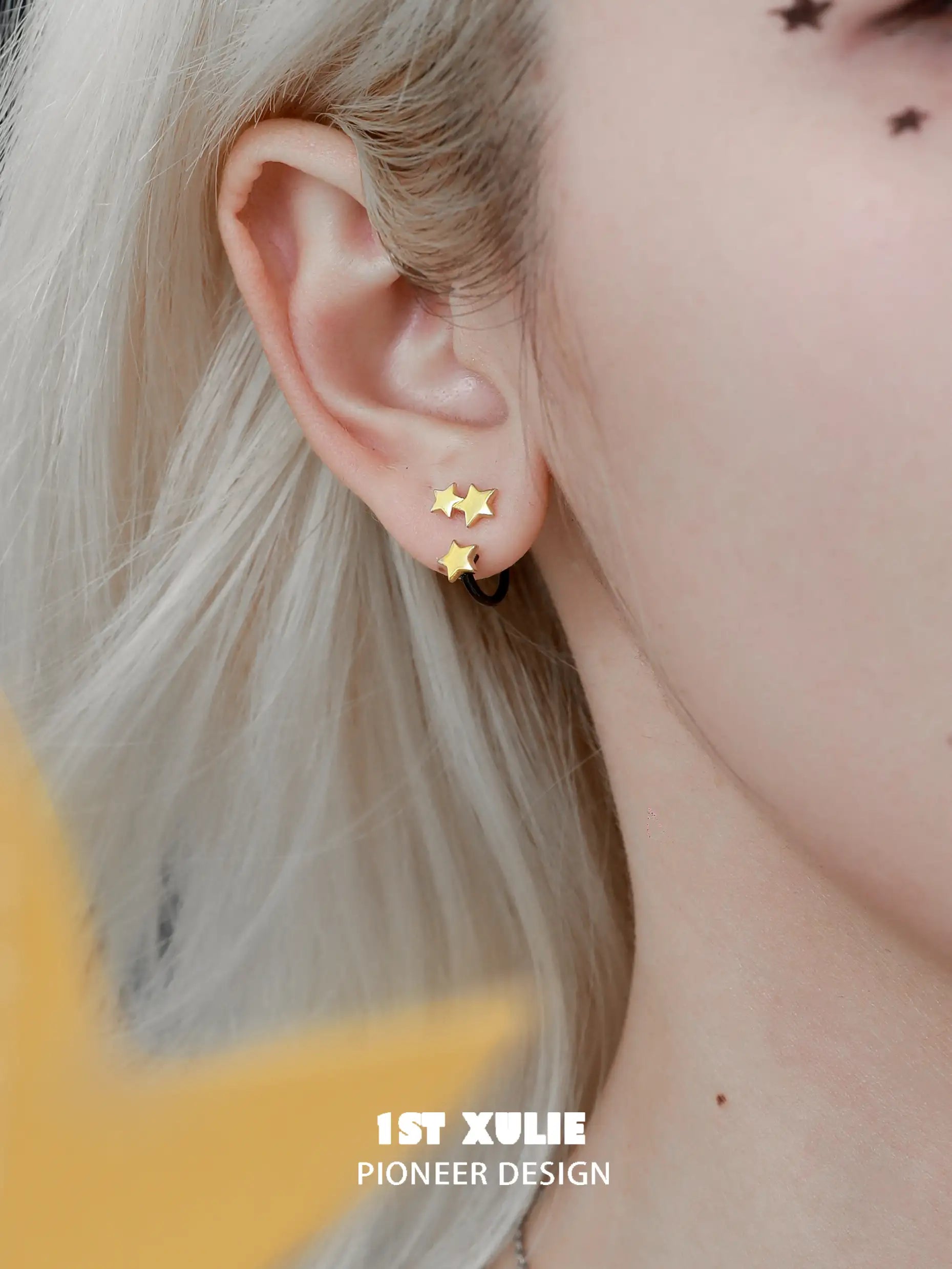 S925 Sterling Silver 18K Gold Plated Star Stud Earrings for Women - Elegant Cat's Gaze Design, Perfect for Date Night & Special Occasions
