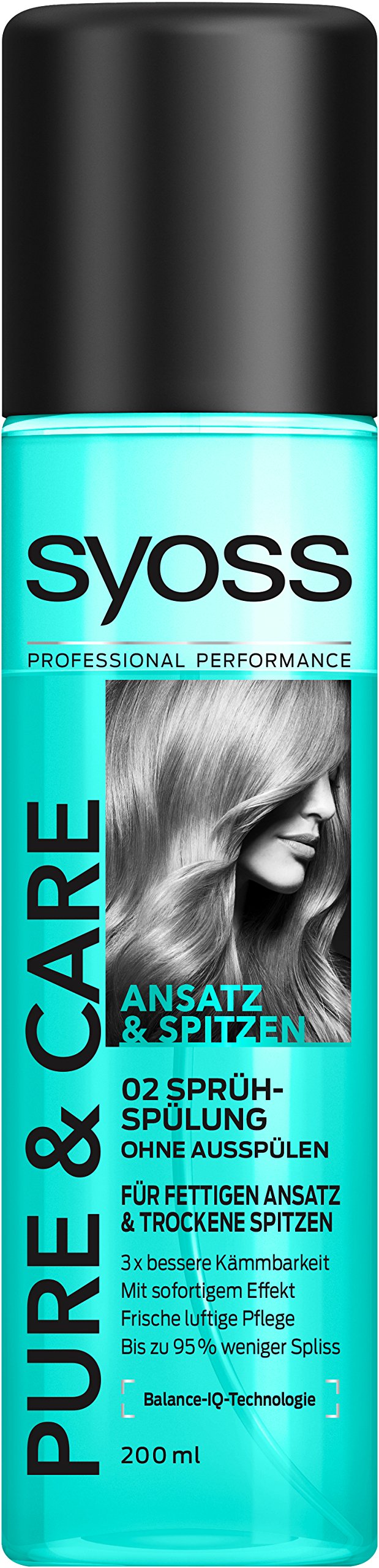 Syoss Pure & Care Leave-In Conditioner Spray - 200ml / 6.76 fl oz - Hydrating & Detangling Hair Treatment for Dry, Damaged Hair - Perfect for Daily Use at Home, Travel & Salon Styling