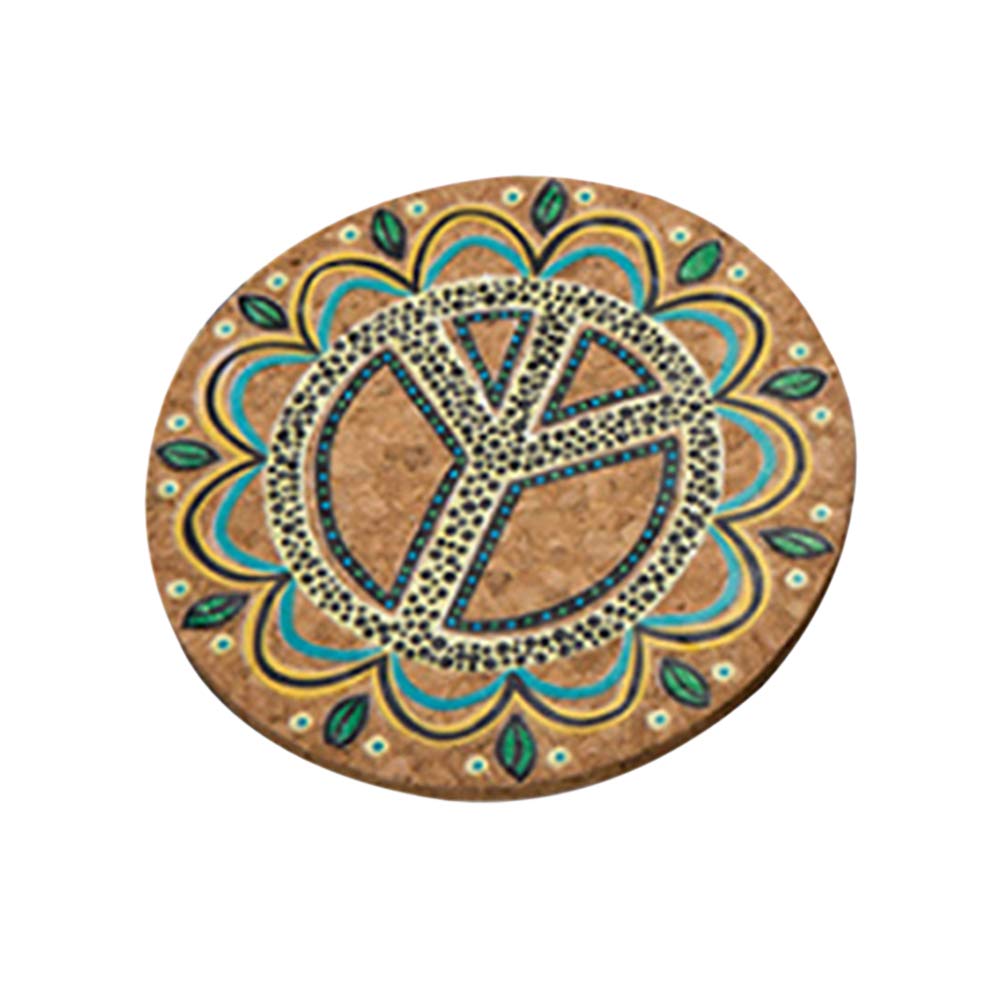 Natural Cork Coasters Set of 6 - Heat Resistant Round Drink Coasters with Unique Patterns - Perfect for Coffee Tables, Dining Tables, and Home Decor (Color 2)