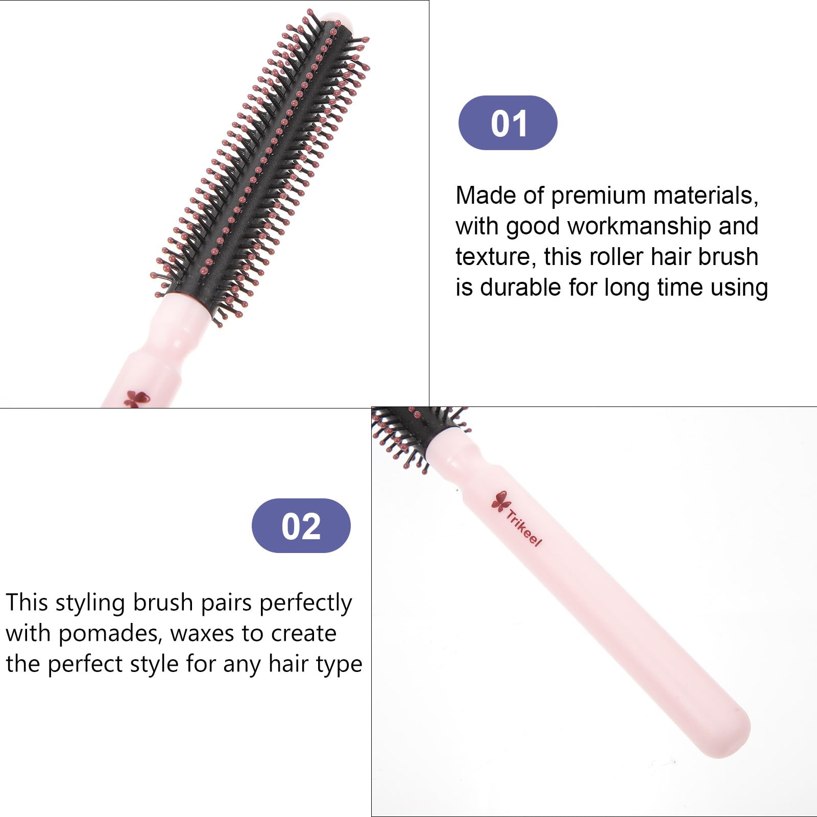 KALLORY Round Hair Brush - Professional Blow Drying Brush for Salon-Quality Blowout, Styling & Curling - Works on Wet or Dry Hair for Women & Men - Perfect for Home Use, Travel & Salon Styling