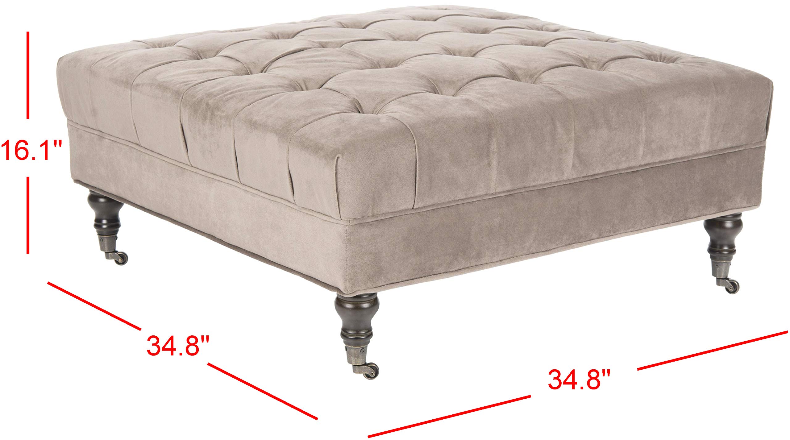 Safavieh Mercer Collection Clark Cocktail Ottoman - Stylish Round Footstool Pouf with Tufted Upholstery for Living Room, Bedroom & Lounge Decor