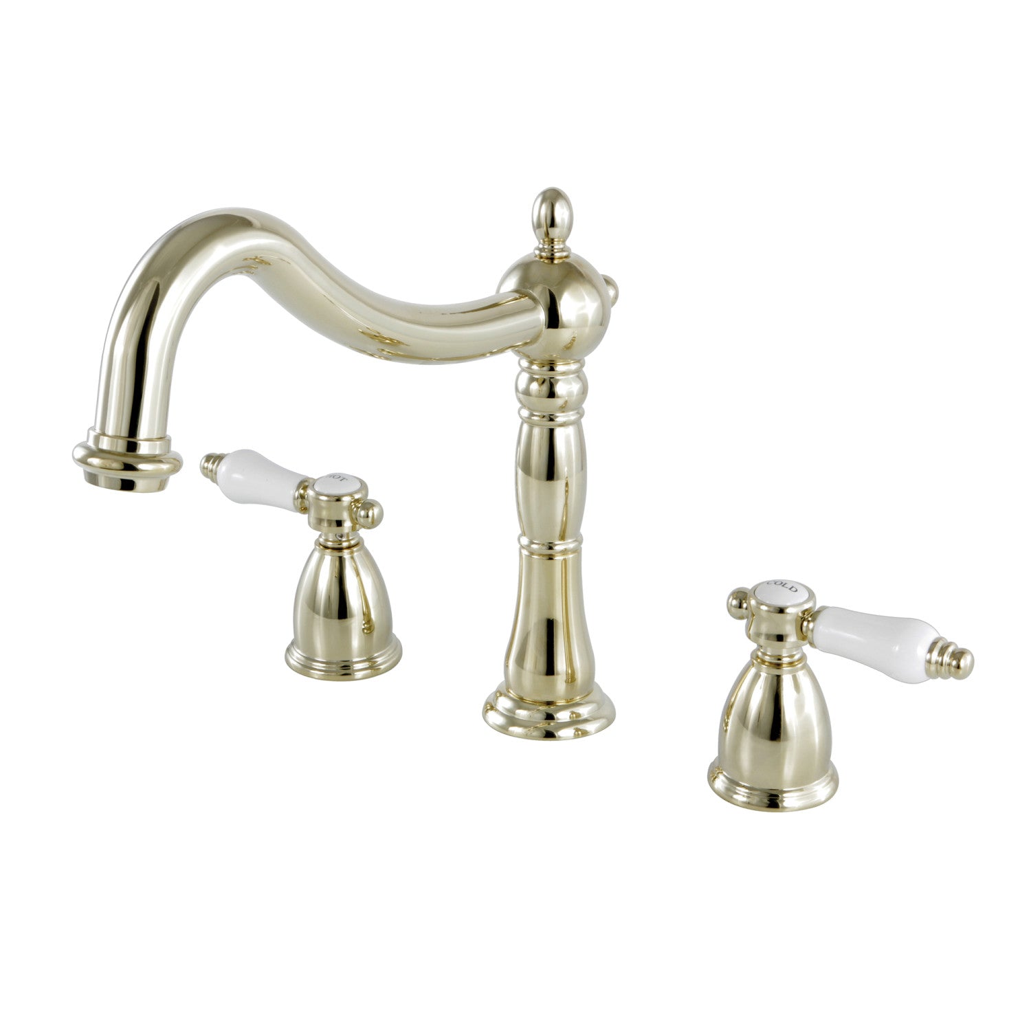Bel Air KS1342BPL 2-Handle 3-Hole Deck Mount Roman Tub Faucet in Polished Brass - Perfect for Bathroom Renovation, Spa-Like Soaking & Luxury Bathtub Installation