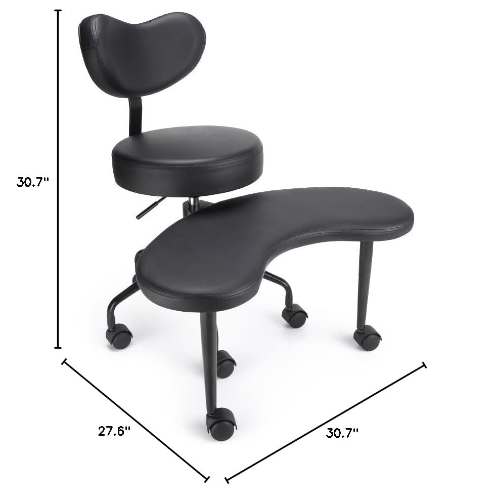 Adjustable Meditation Chair with Wheels - Ergonomic Cross-Legged Office Chair for ADHD & Fidgety Sitters - Criss Cross Desk Chair with Lumbar Support - Flexible Design for Yoga, Meditation & Home Office (Black)