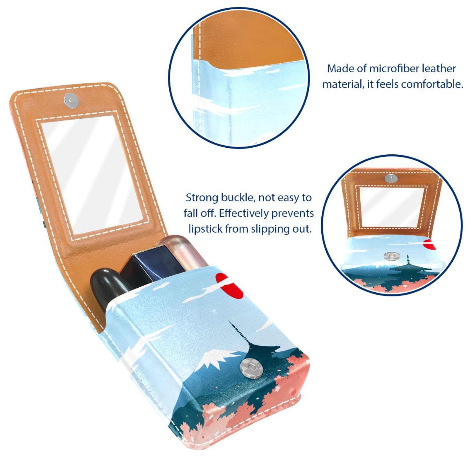 Personalized Lipstick Case - Portable Makeup Bag & Cosmetic Pouch Organizer with Japanese Plum Blossom Print - Perfect for Travel, Daily Use, and Gift Giving