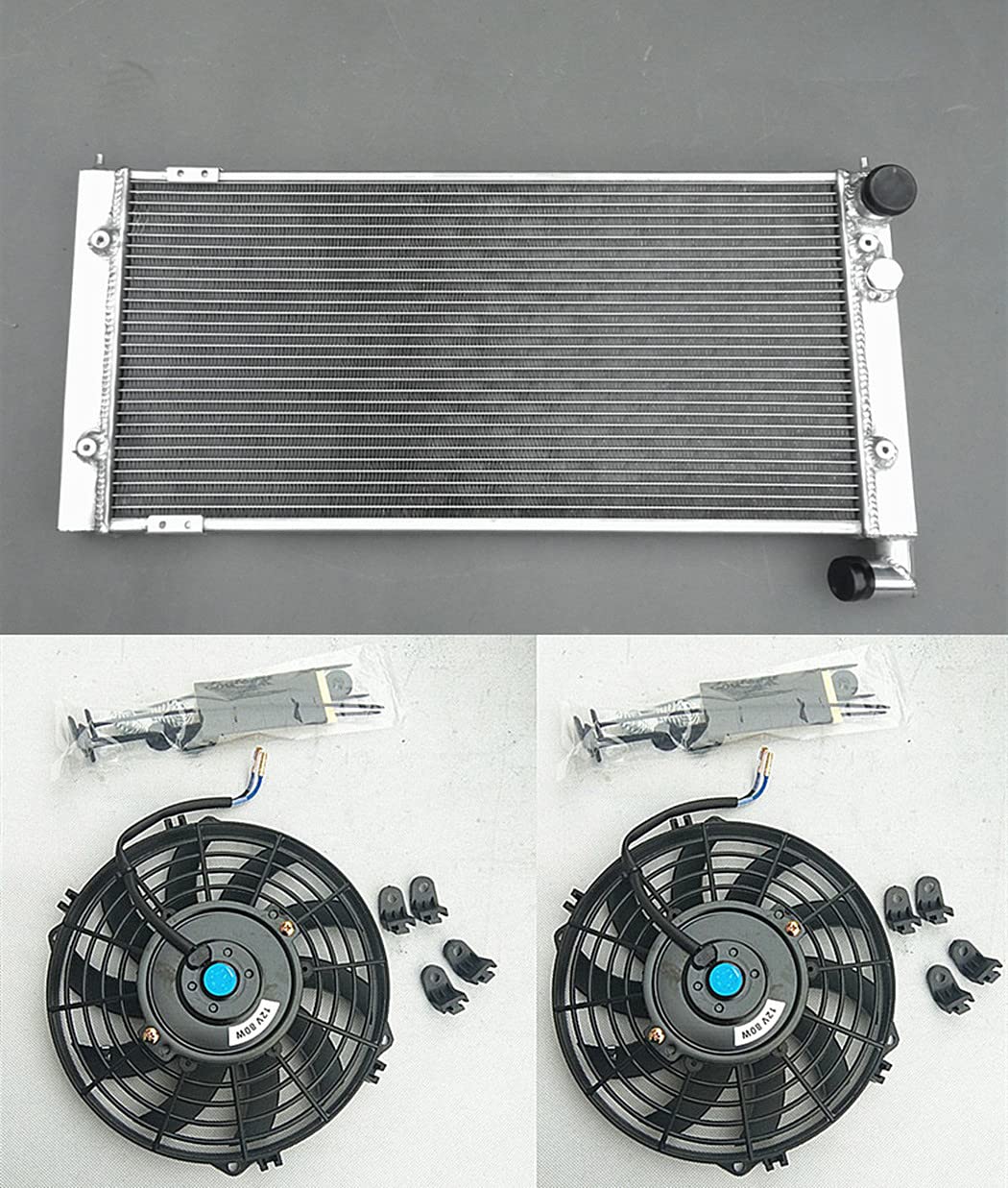 High Performance Aluminum Radiator with Dual Fans for VW Golf 2 & Corrado VR6 Turbo Manual MT - Perfect Cooling Upgrade for Track Days & Hot Weather Driving