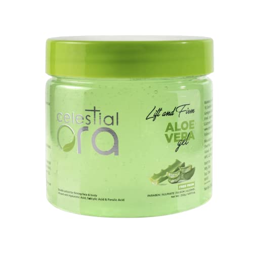 Celestial Ora Pure Aloe Vera Gel for Skin & Hair – Vitamin E Enriched, Natural Moisturizer for Glowing & Radiant Skin (250g) – Perfect for Sunburn Relief, Hydration & Hair Care