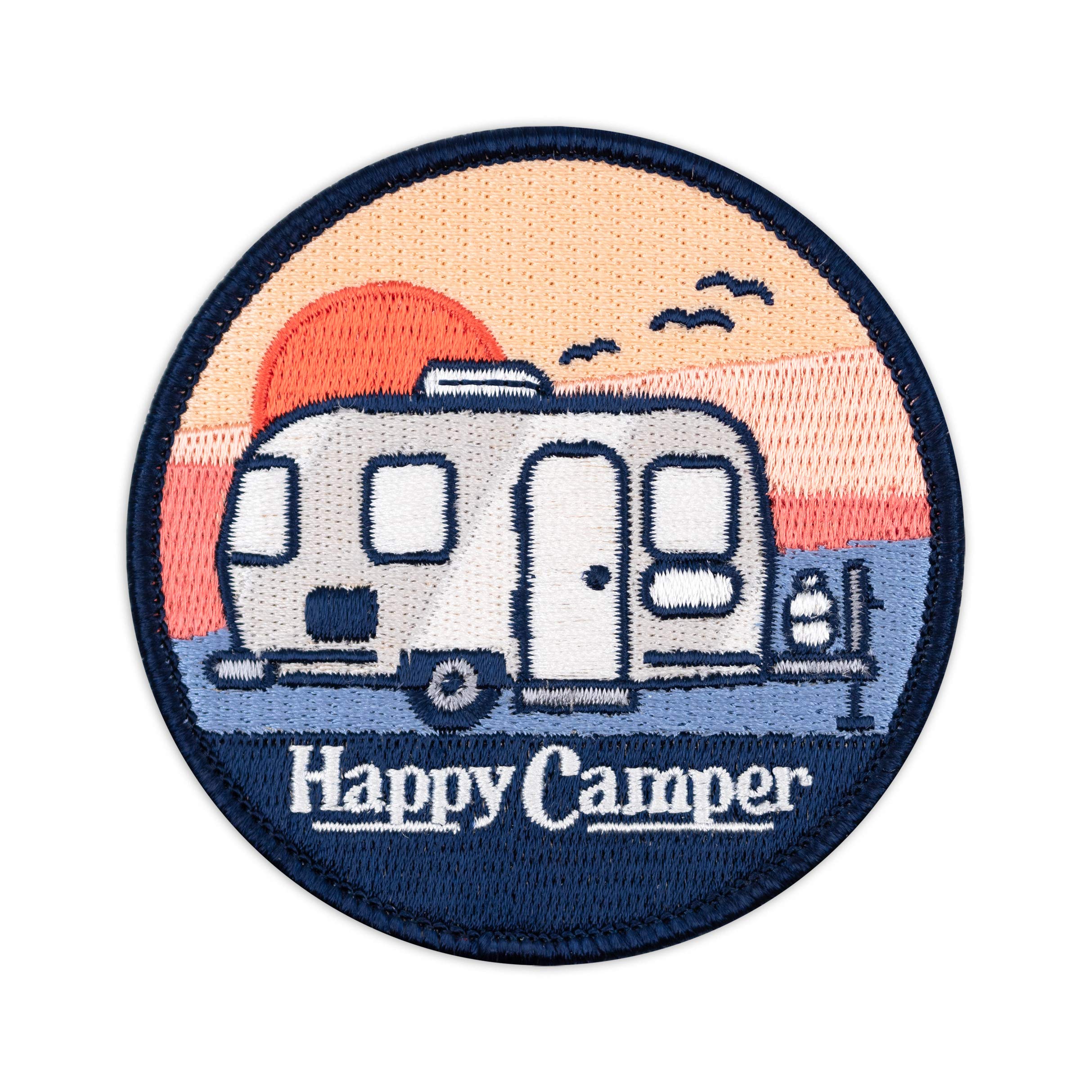 Winks For Days Happy Camper Travel Trailer Embroidered Iron-On Patch - Perfect for Backpacks, Jackets & DIY Crafts - Camping & Outdoor Adventure Accessory
