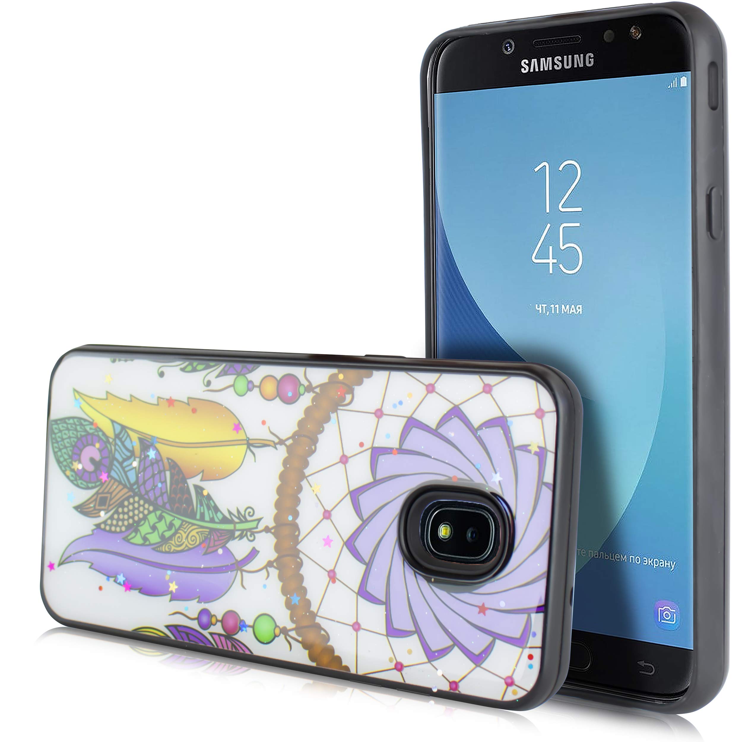 Samsung Galaxy J3 Achieve/J3 Star/J3 V 2nd Gen/J3 2018/Express Prime 3/Sol 3/Amp Prime 3 Case - Hybrid Protective Slim Armor Cover with Dreamcatcher Design - Perfect for Daily Protection & Style