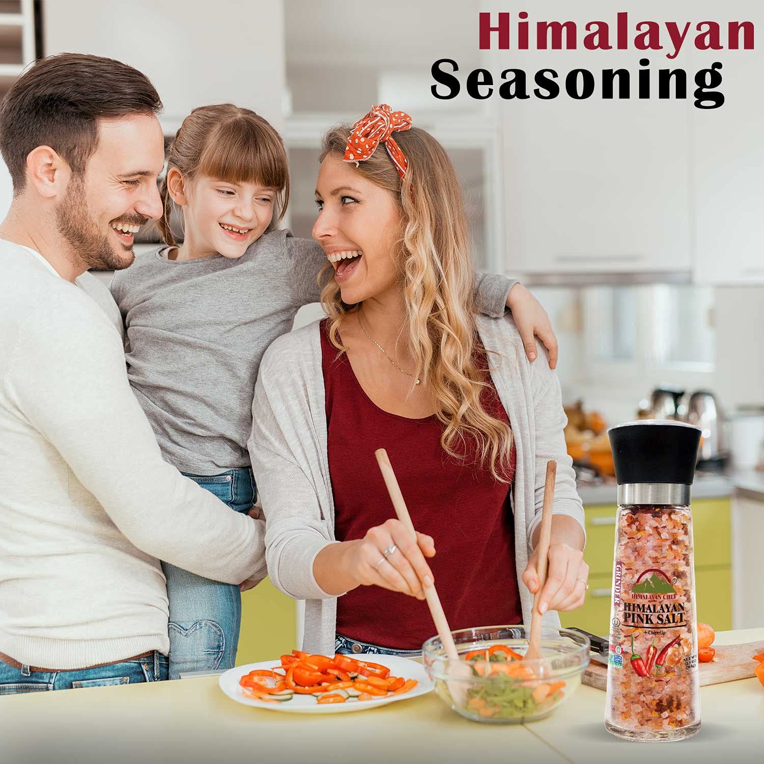 Himalayan Pink Salt with Chipotle - 10.58 Oz, Tall Glass Grinder - Pure & Natural Gourmet Seasoning for Cooking, Grilling & Food Presentation - Perfect for Steaks, Salads & Home Kitchen Use