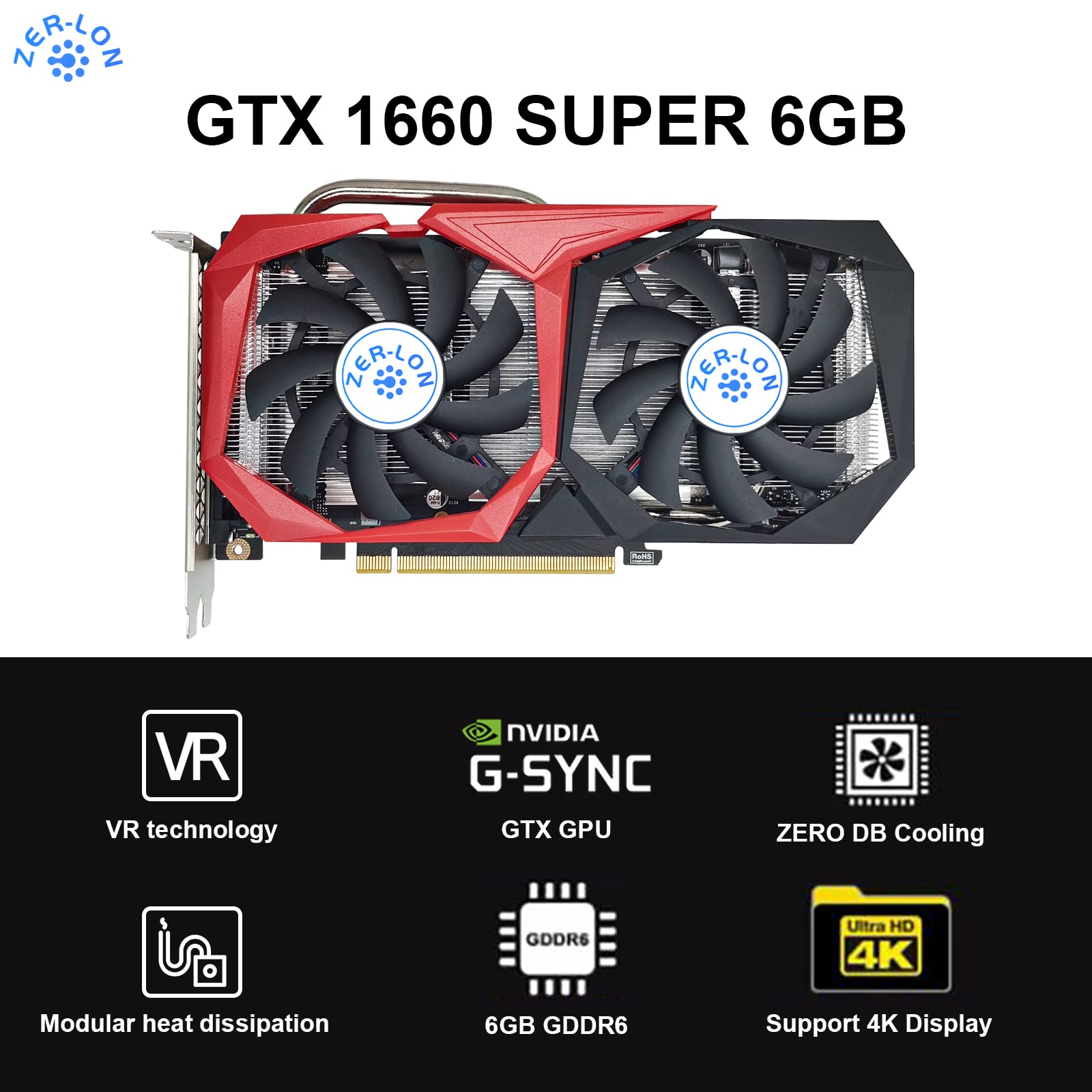 GeForce GTX 1660 Super 6GB GDDR6 192-bit PCIe 3.0 Gaming Graphics Card - Dual Freeze Fans, HDMI/DP/DVI Ports, 4K & 8K Support - Perfect for PC Gaming, Video Editing & 3D Rendering