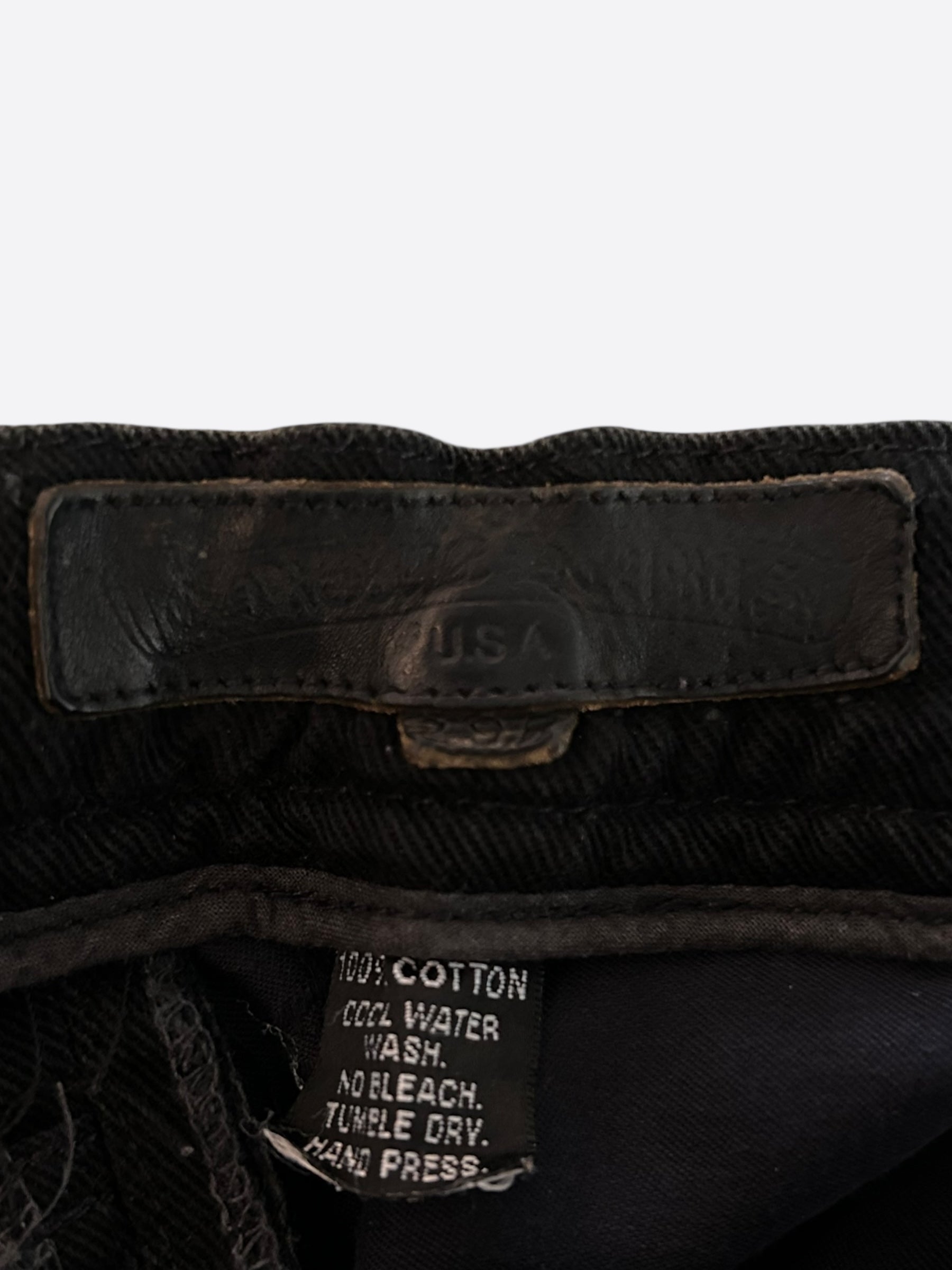 Chrome Hearts Black Cross Fleur Patch Jeans - Punk Rock Gothic Denim Pants for Men & Women | Perfect for Concerts, Parties & Streetwear Fashion
