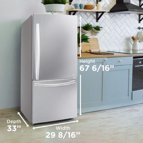 Danby 18.7 cu.ft. 30-Inch Freestanding Refrigerator with Removable Bottom Freezer & LED Lighting - Perfect for Kitchen, Basement, Garage or Office Use