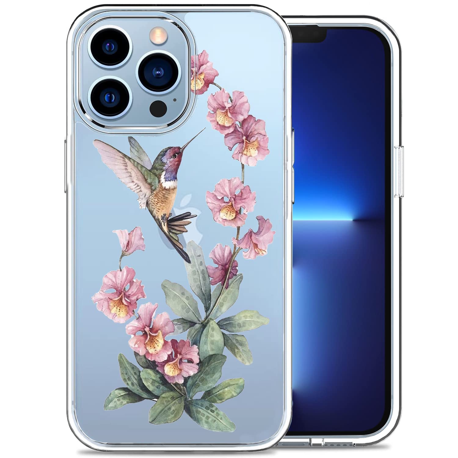 Clear Shock-Resistant iPhone 13 Pro Max Case with Hummingbird Flower Design - Slim Protective Phone Cover for Women, Anti-Scratch & Anti-Yellowing - Perfect for Daily Use, Office, Travel & Outdoor Activities