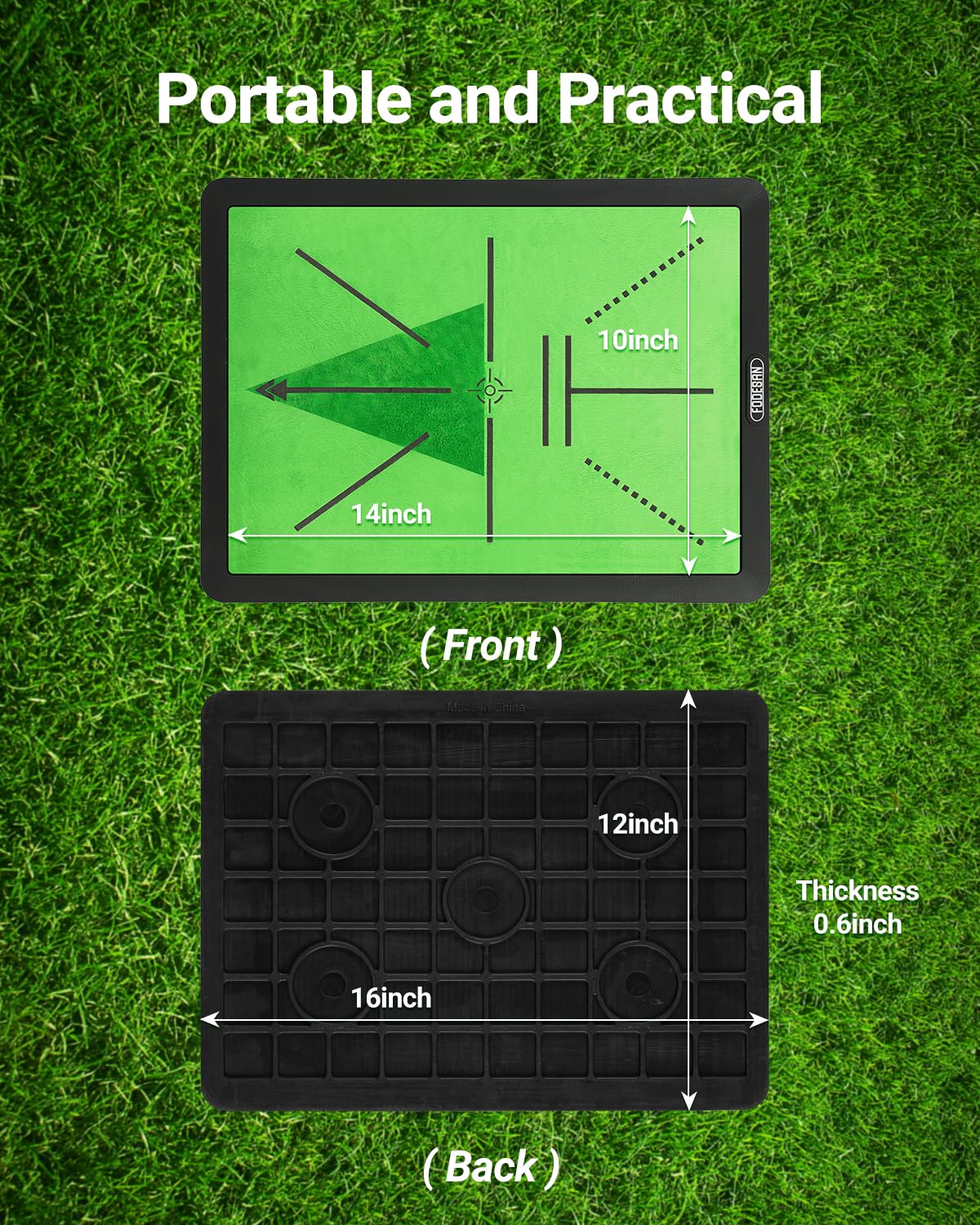 Premium Golf Hitting Mat for Indoor & Outdoor Practice - Thick Replaceable Training Mat with Swing Path Feedback & Impact Detection - Ideal Golf Gift for Men & Women - Perfect for Backyard, Driving Range & Home Golf Training