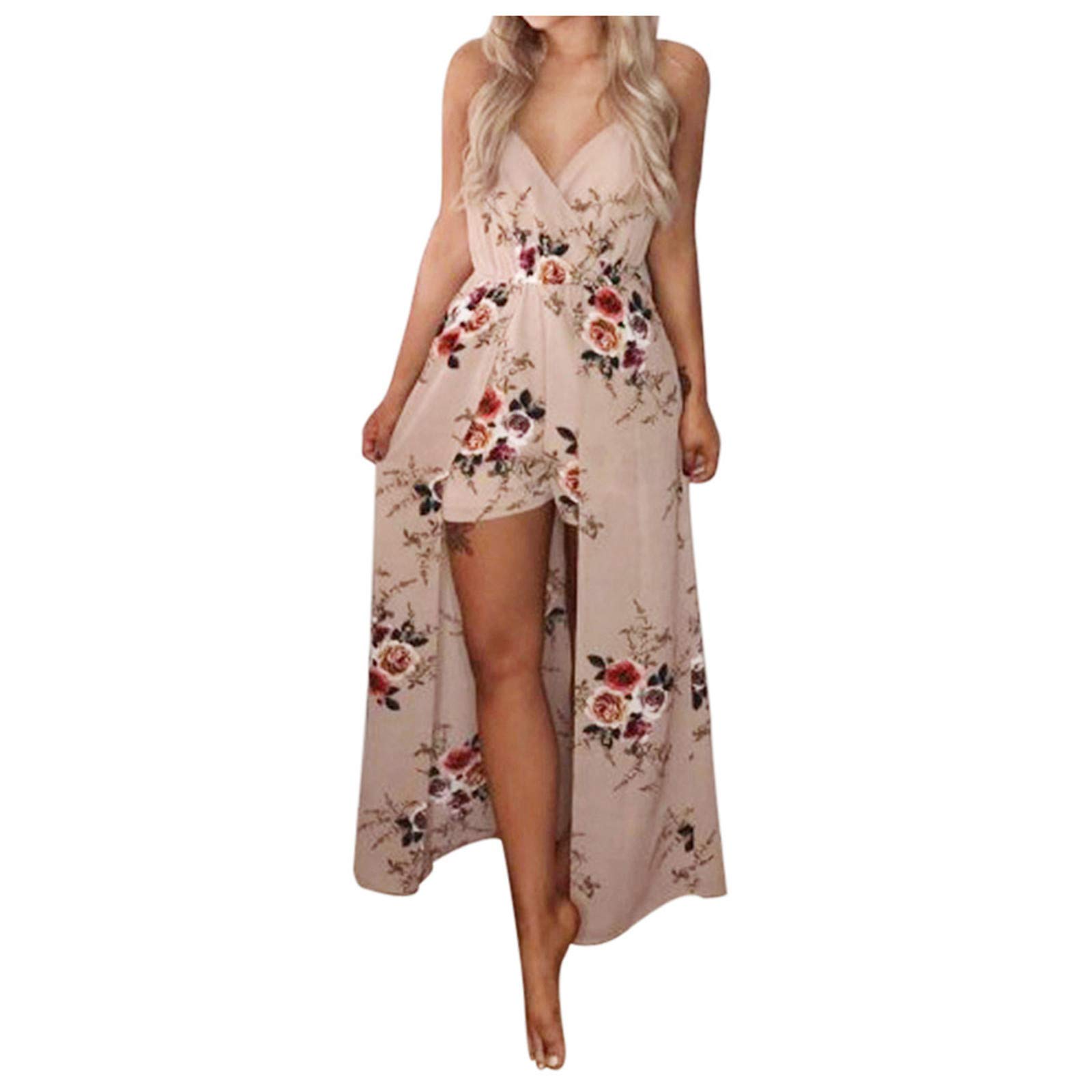 Women's Sleeveless Jumpsuit - Floral Print Summer Playsuit with Trousers | Casual Party Dress for Beach, Vacation & Outdoor Events | Keepfit Comfortable Dress for Women