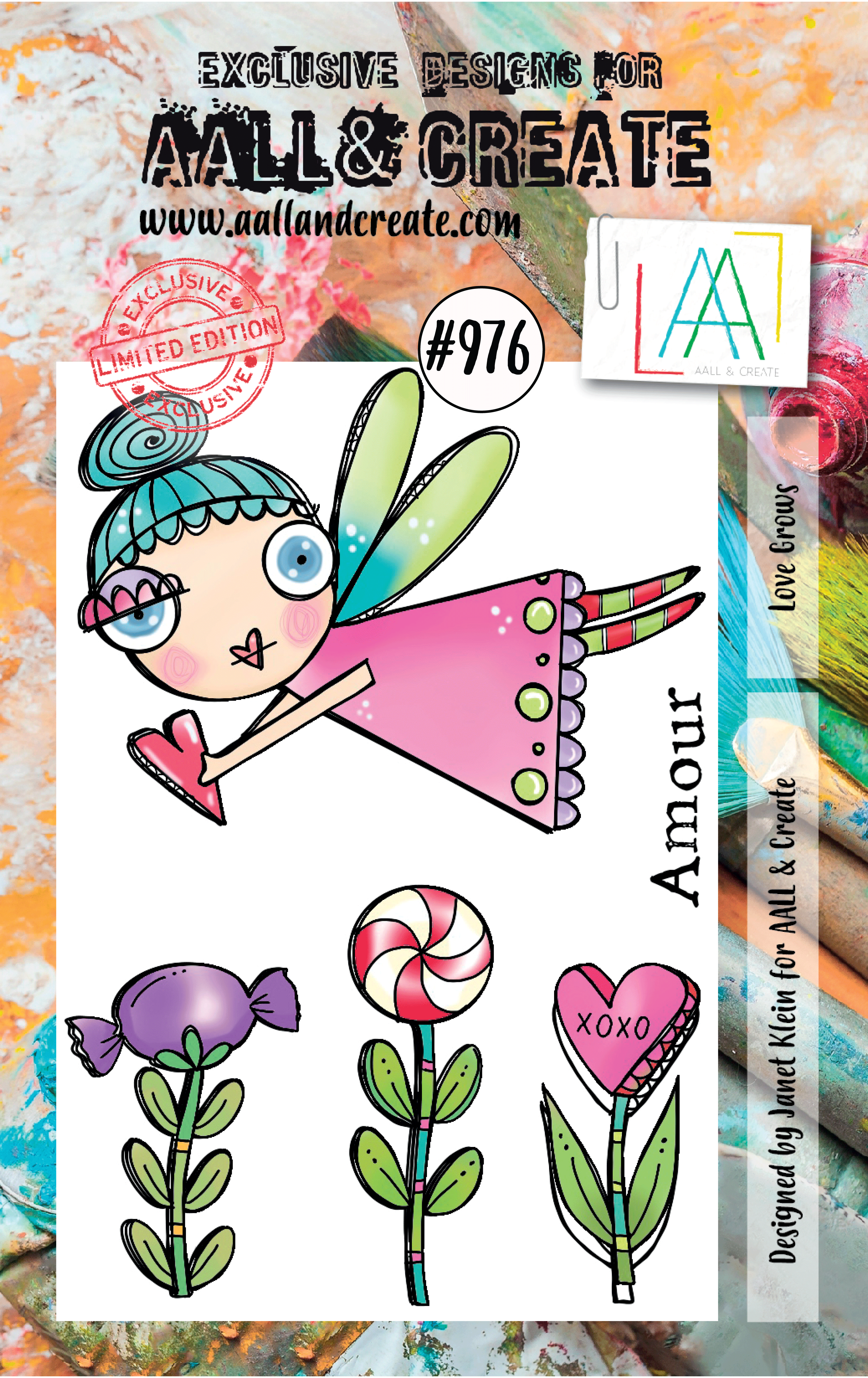 AALL and Create Stamp Set 976 - Love Grows Floral Stamps for Card Making, Scrapbooking & DIY Crafts - Perfect for Wedding Invitations, Greeting Cards & Paper Projects