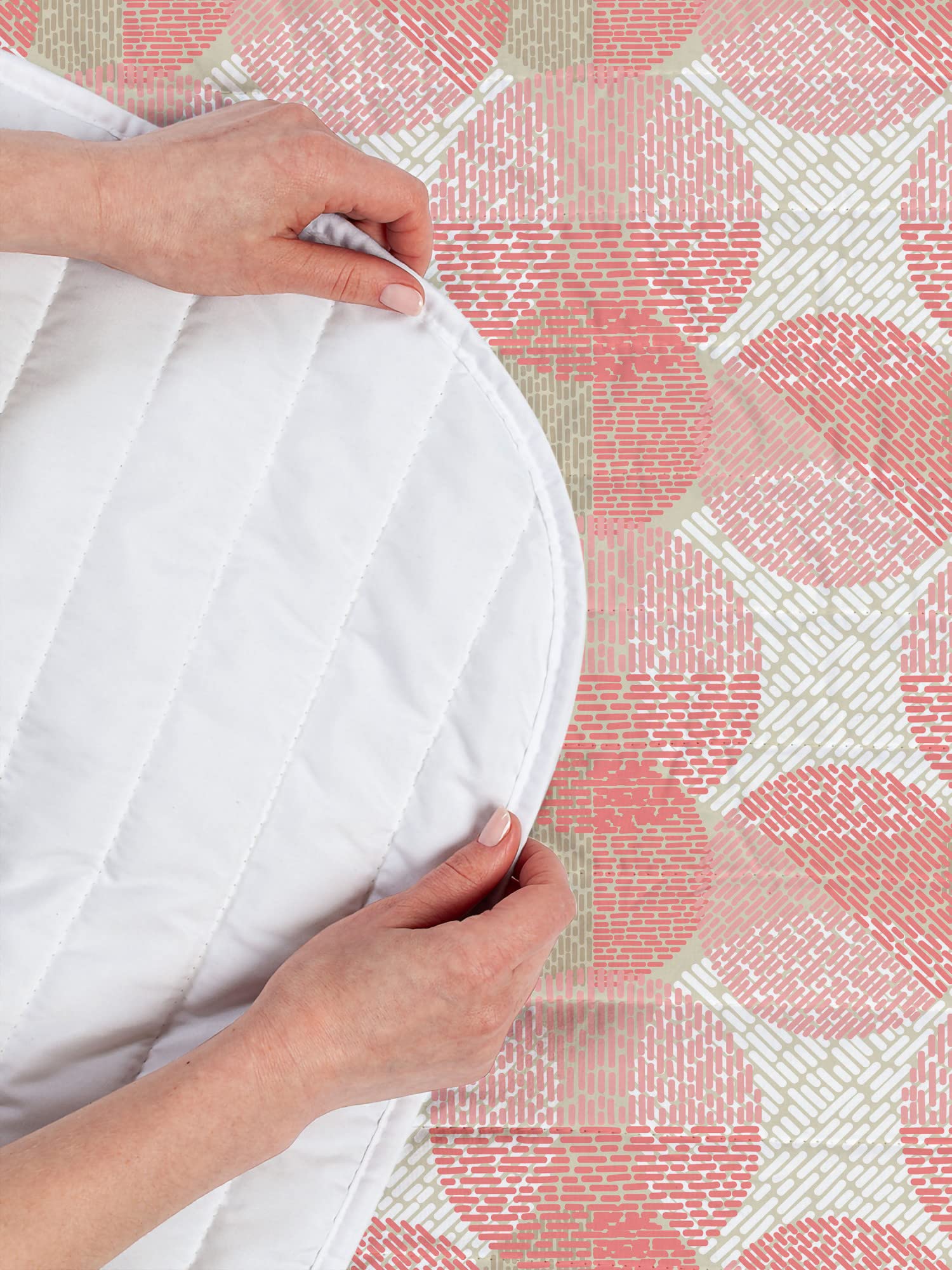 Ambesonne Abstract Microfiber Bedspread Set - Overlapped Circles & Dashed Lines Digital Print | Soft Twin Size Bedding with Pillow Sham & Comforter in Pale Sepia White | Perfect for Modern Bedrooms, Guest Rooms & Dorm Decor