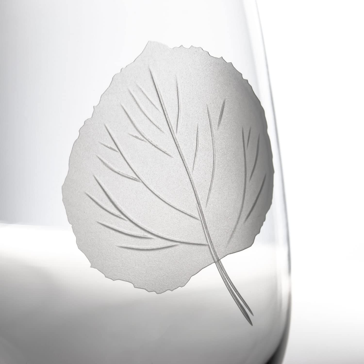 Premium Rolf Glass Aspen Leaf 18oz All-Purpose Wine Glasses Set of 4 - Lead-Free Crystal Clear Engraved Large Stemware - Handcrafted in USA - Perfect for Dinner Parties, Wine Tasting & Gift Giving