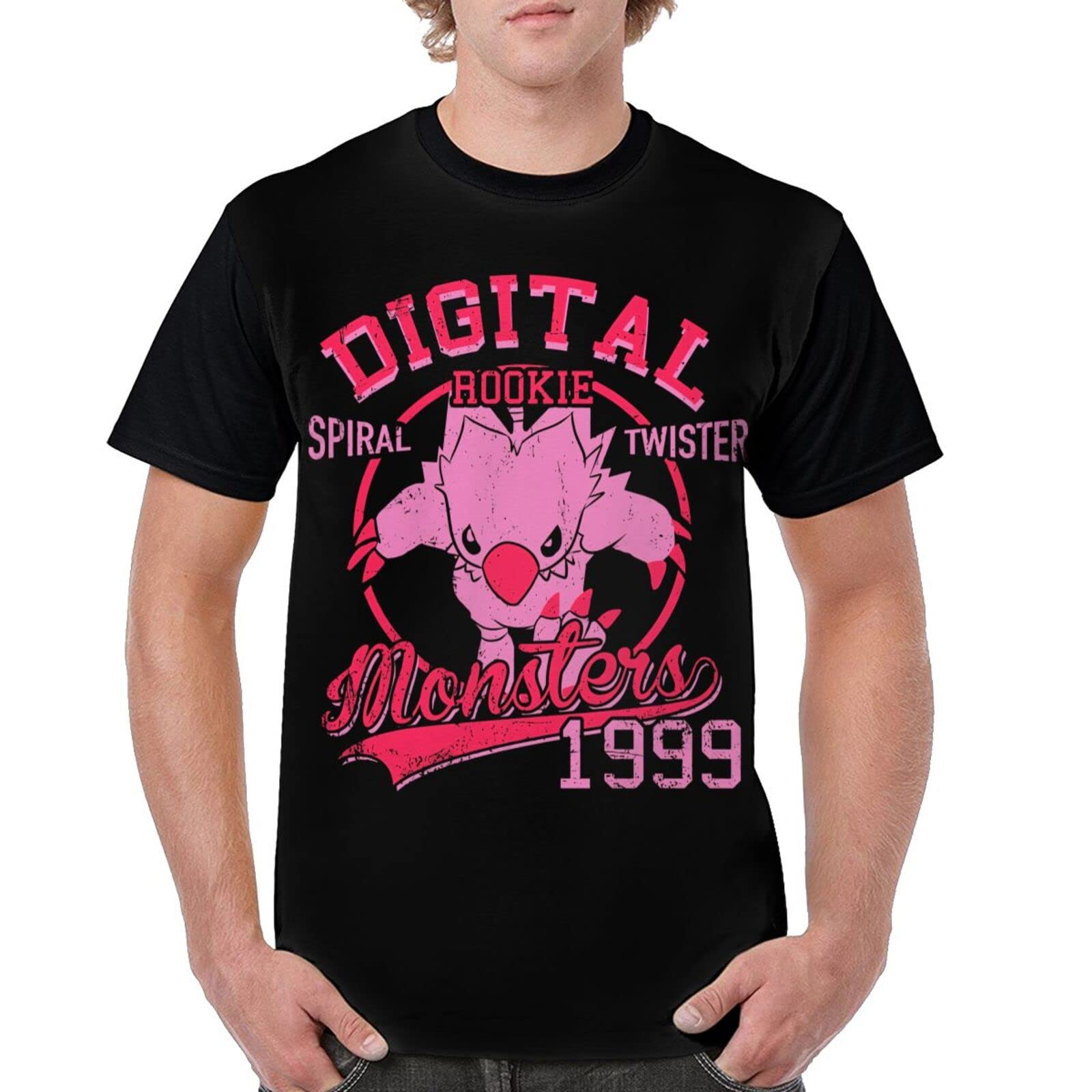 Digimon Piyomon Anime Graphic T-Shirt for Men - Summer Crew Neck Short Sleeve Tee - Casual Baseball Style Cotton Shirt for Anime Fans, Gaming Enthusiasts & Cosplay Events
