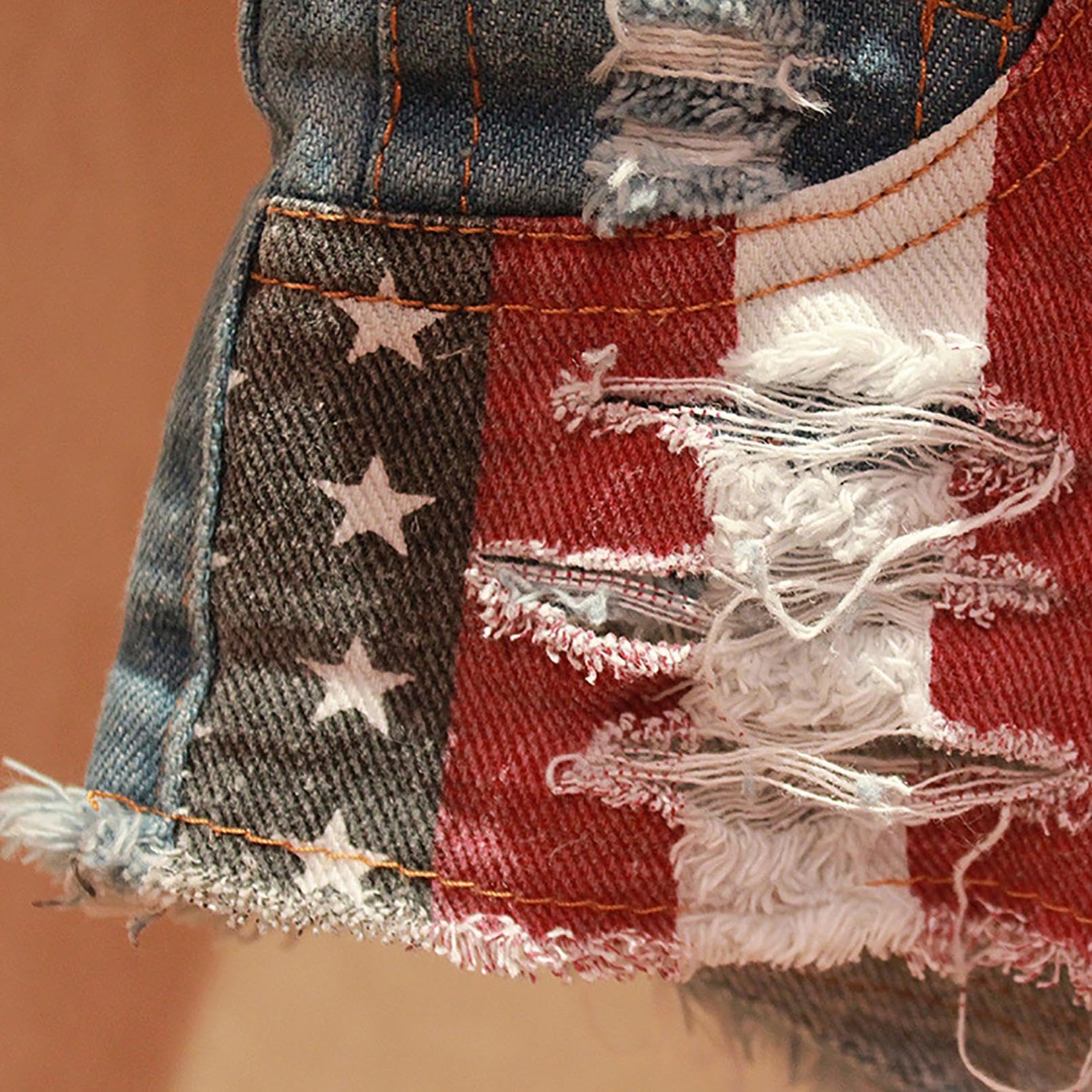 4th of July Patriotic Denim Shorts for Women - Summer Stretch Jeans for BBQ & Beach